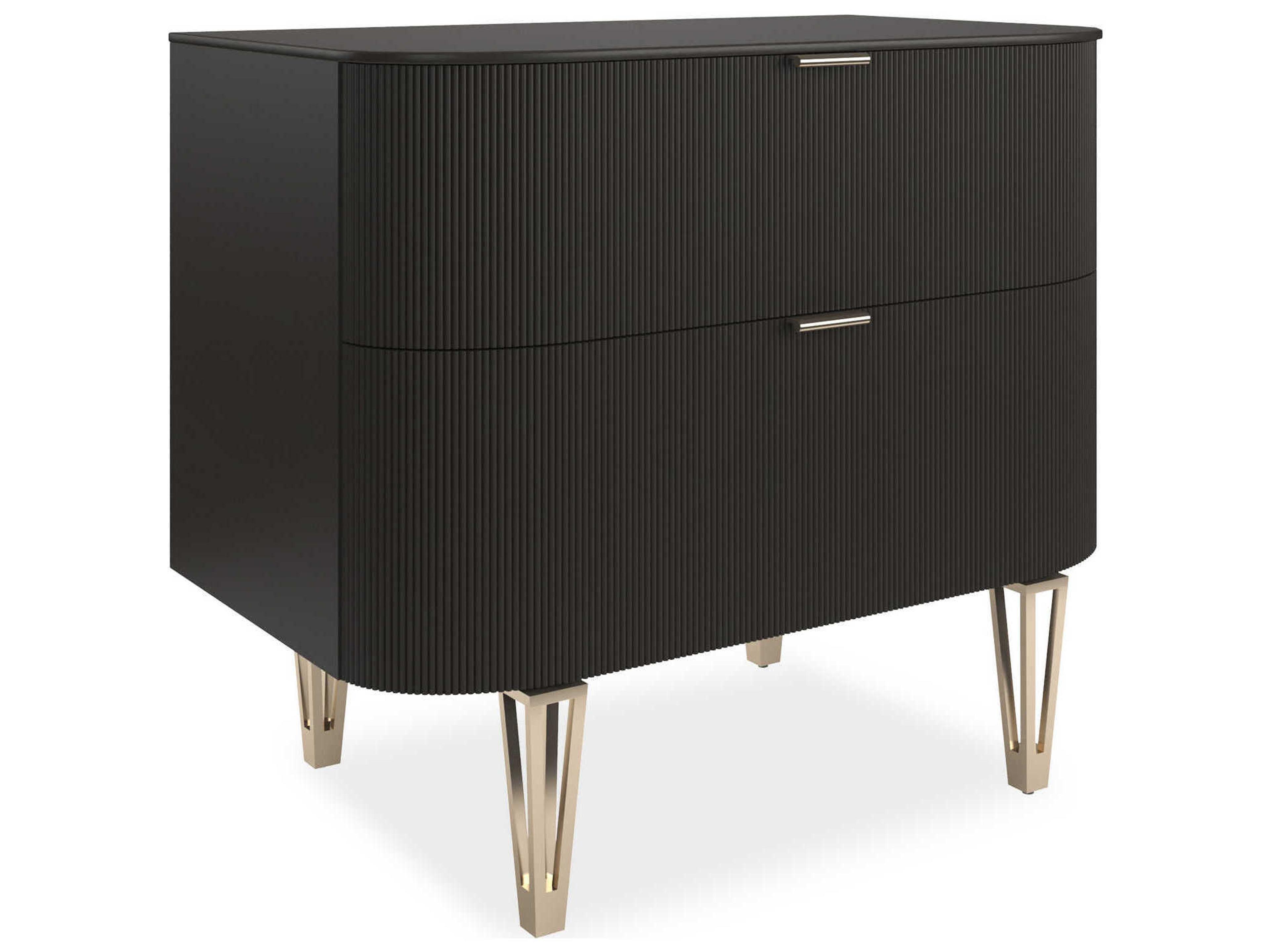 Caracole Classic True Love 2-Drawers Black Birch Wood Nightstand