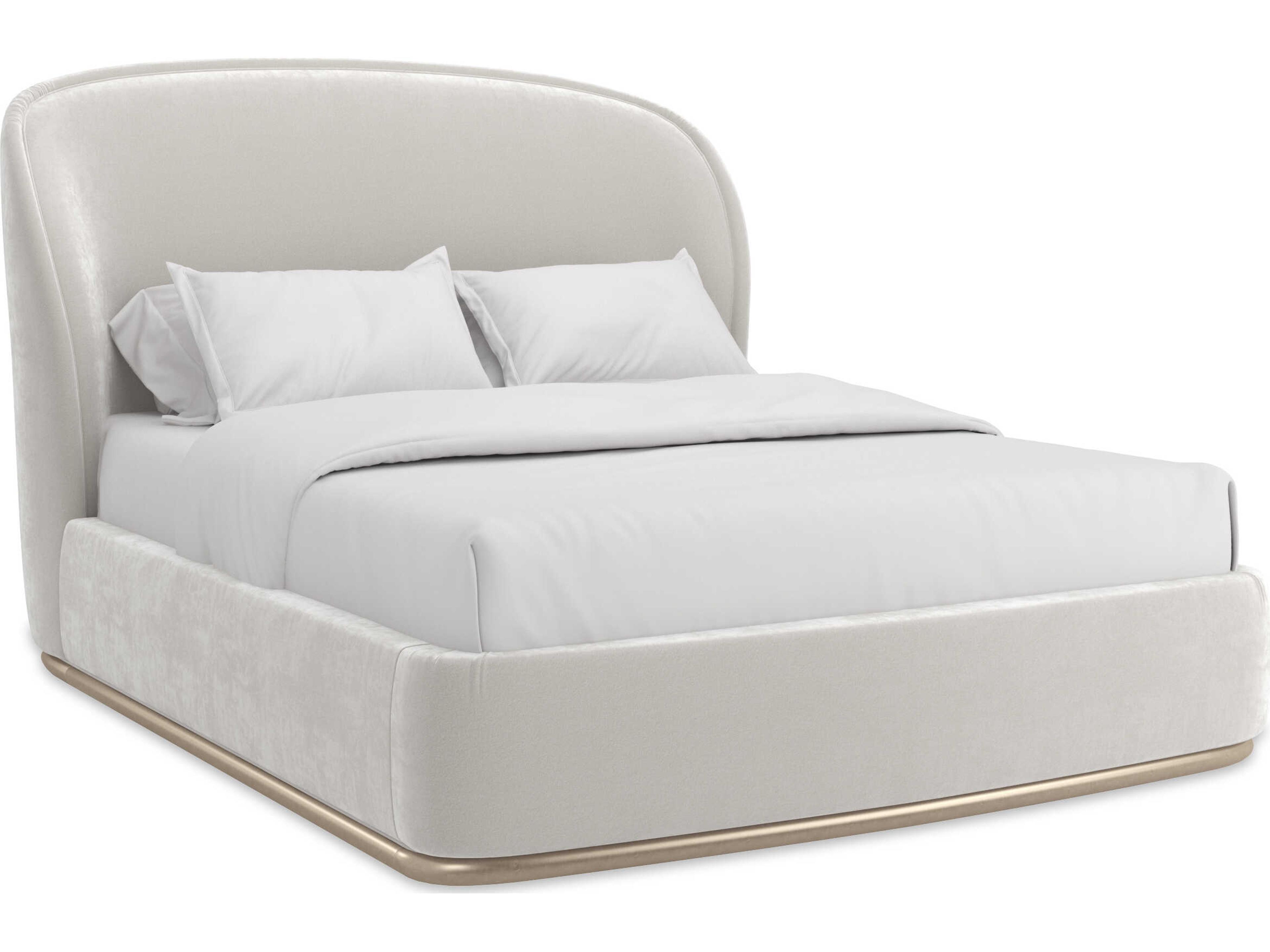 Caracole Classic Soft Silver Paint Hardwood Upholstered Queen Platform Bed