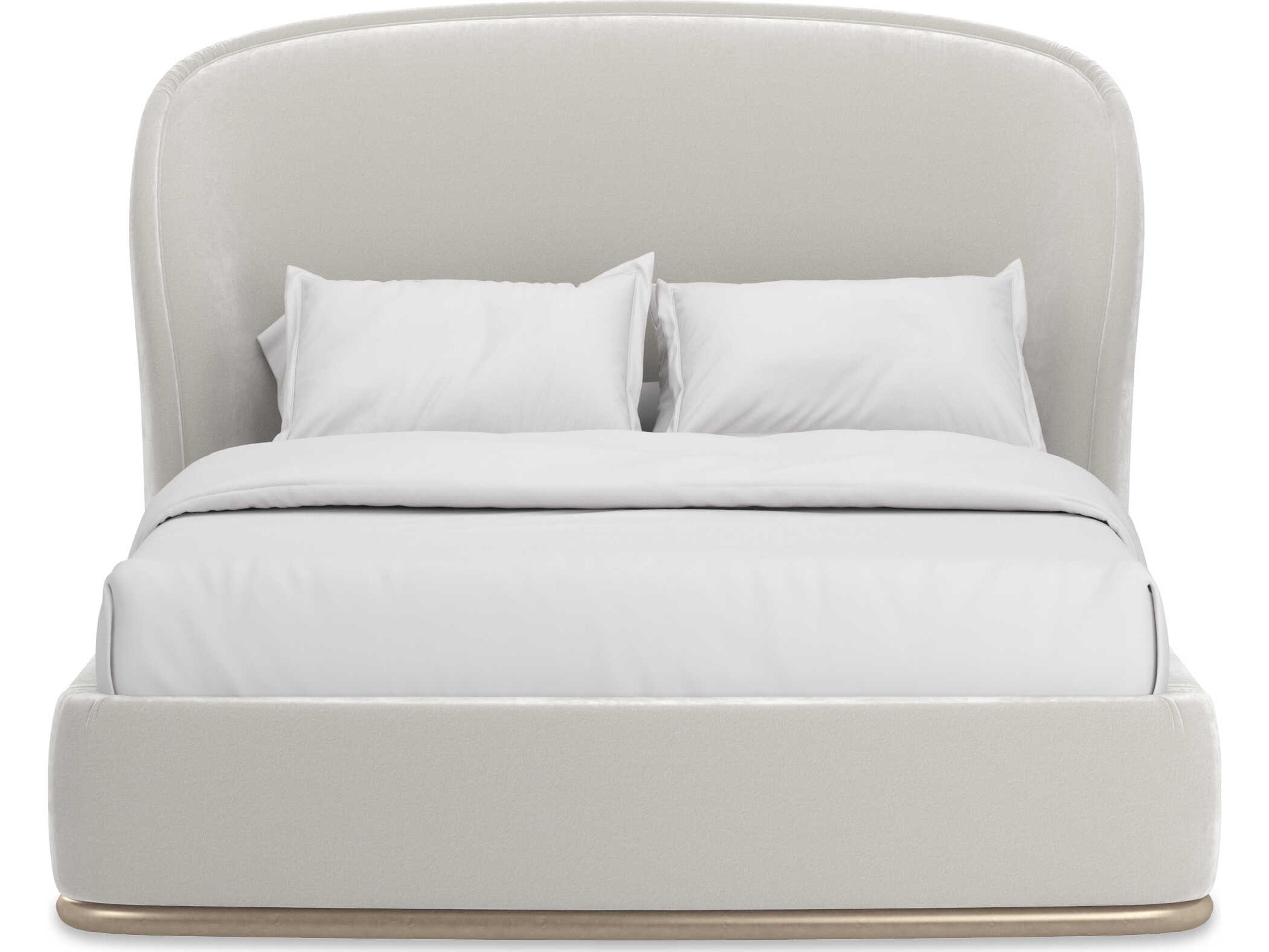 Caracole Classic Soft Silver Paint Hardwood Upholstered Queen Platform Bed