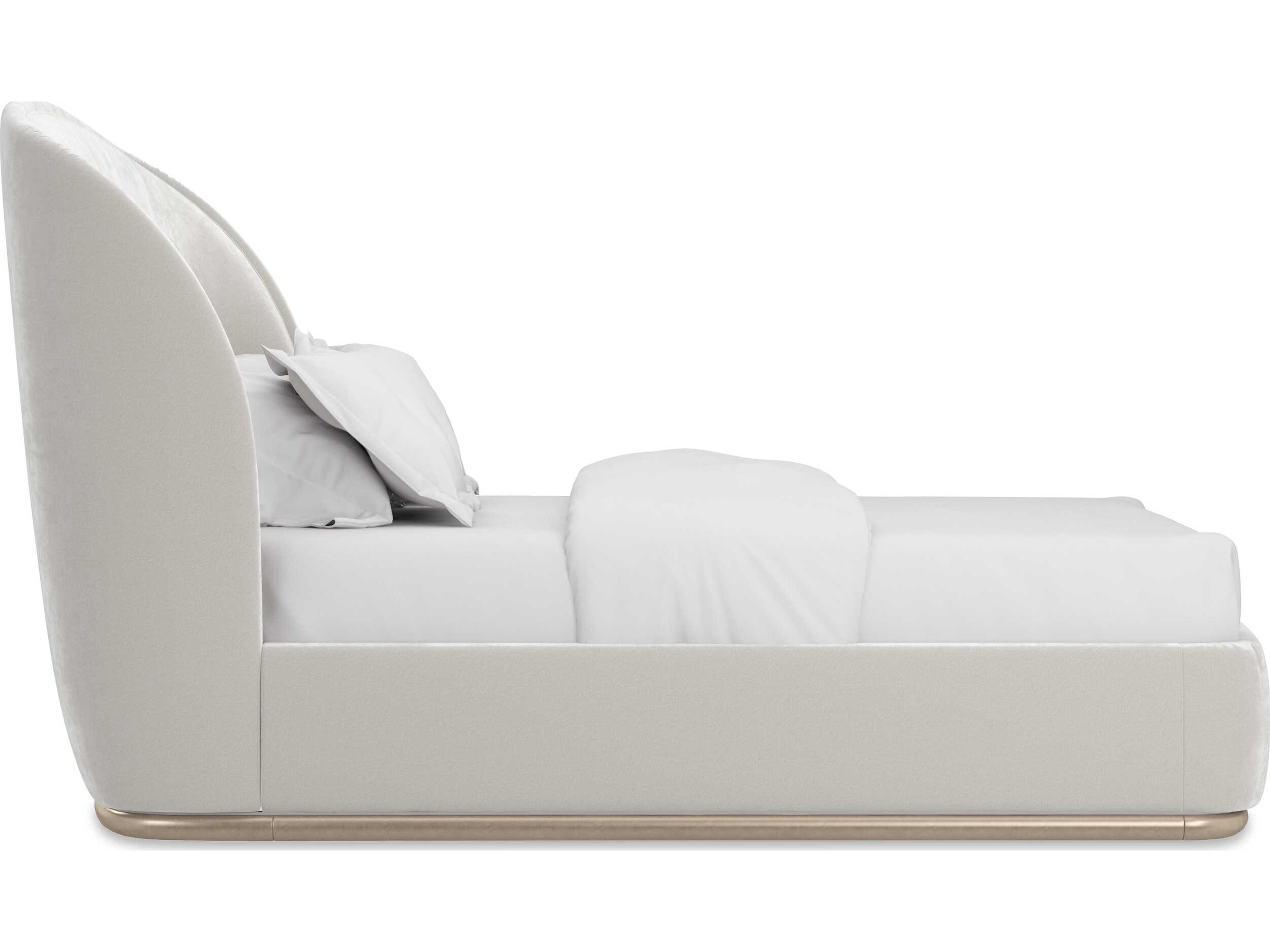 Caracole Classic Soft Silver Paint Hardwood Upholstered Queen Platform Bed