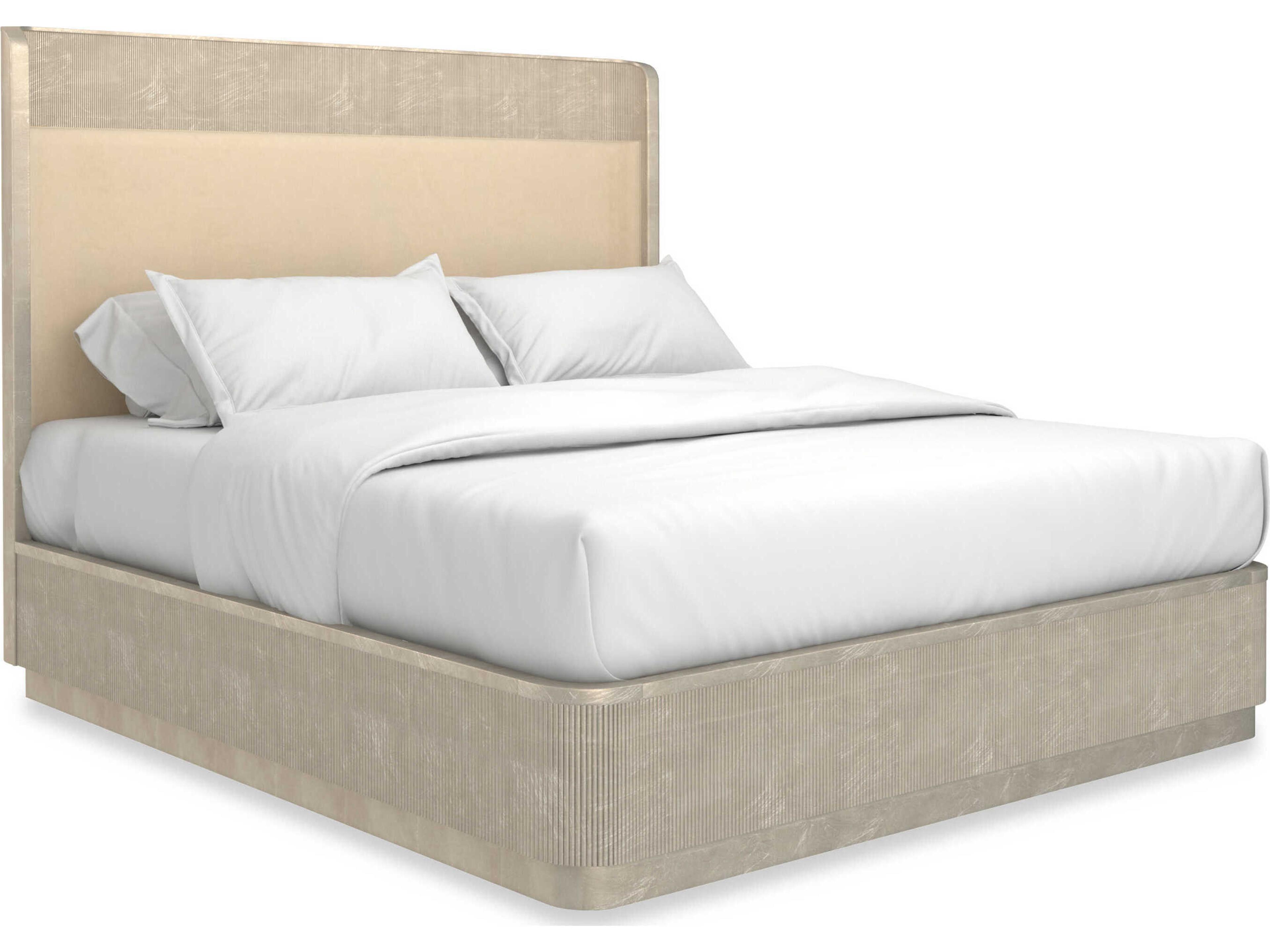 Caracole Classic Fall In Love Gold Birch Wood Upholstered King Platform Bed