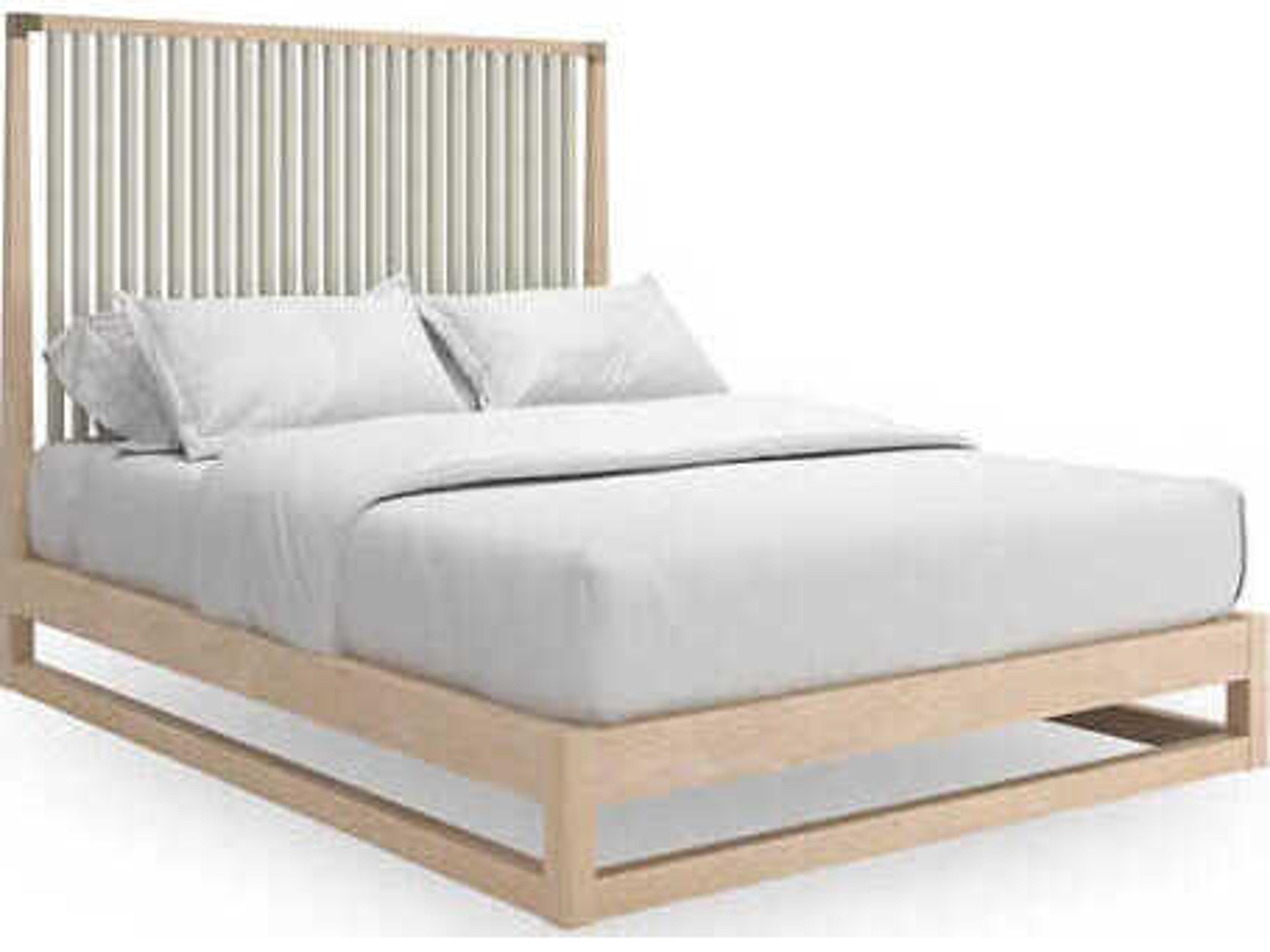 Caracole Classic Pinstripe Oak Wood King Platform Bed