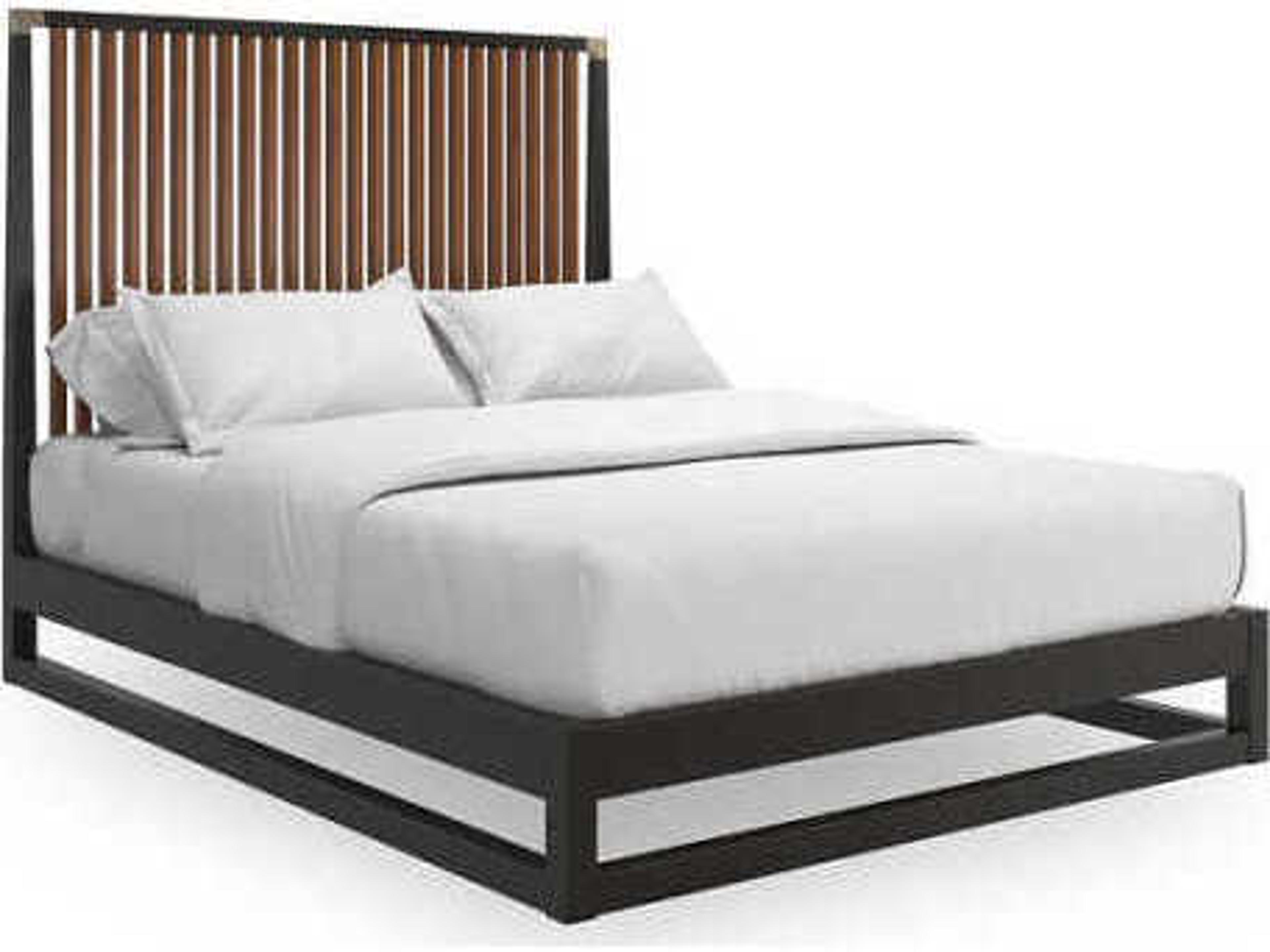 Classic Pinstripe Black Hardwood Wood King Platform Bed