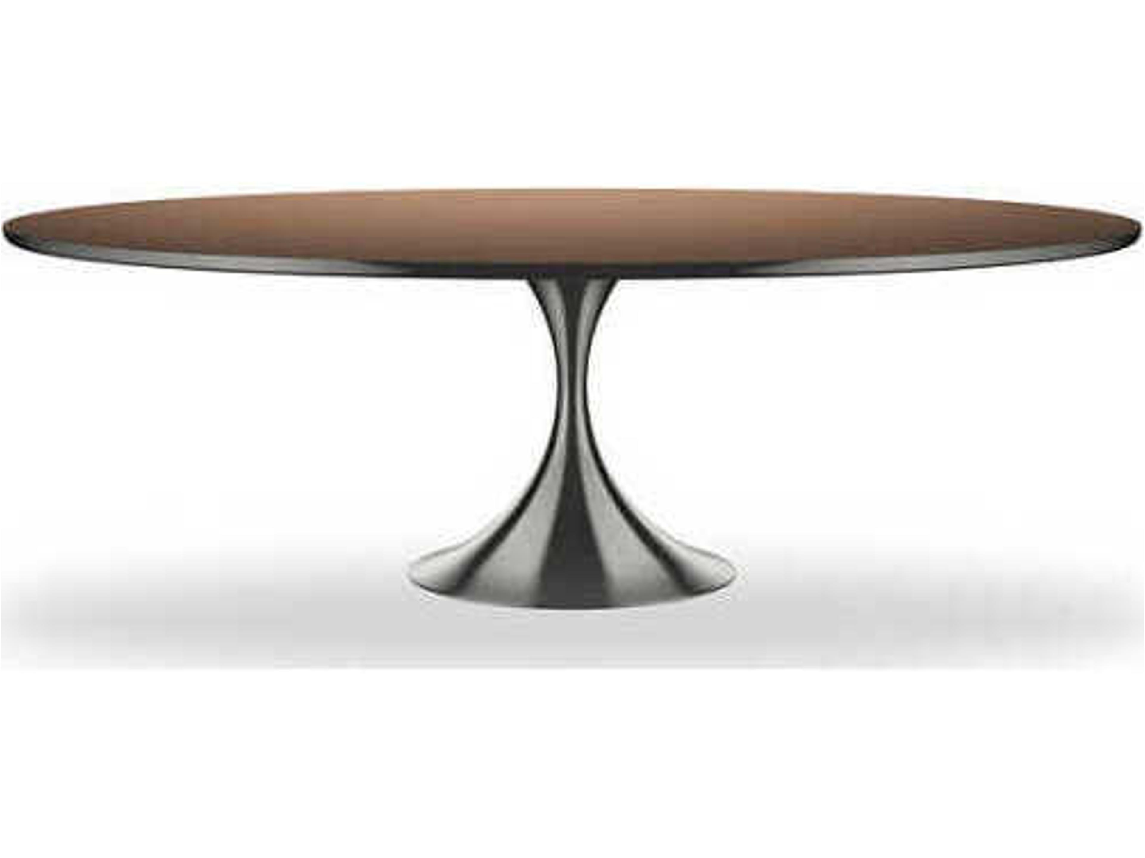 Semper 96 Oval Dining Table with Deep Bronze Metal Base and Mirror Top