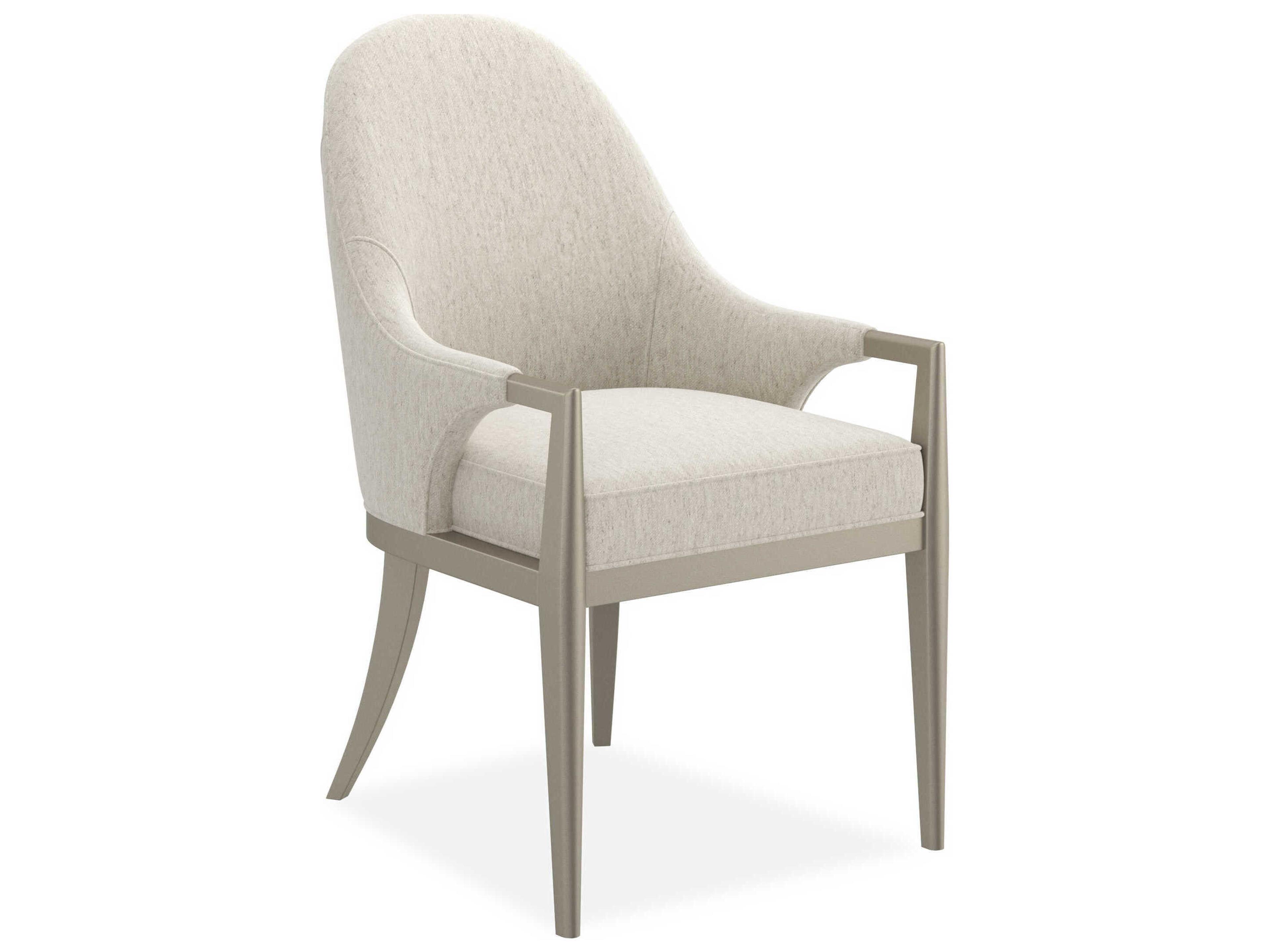 Classic Natural Choice Birch Wood Gray Upholstered Arm Dining Chair