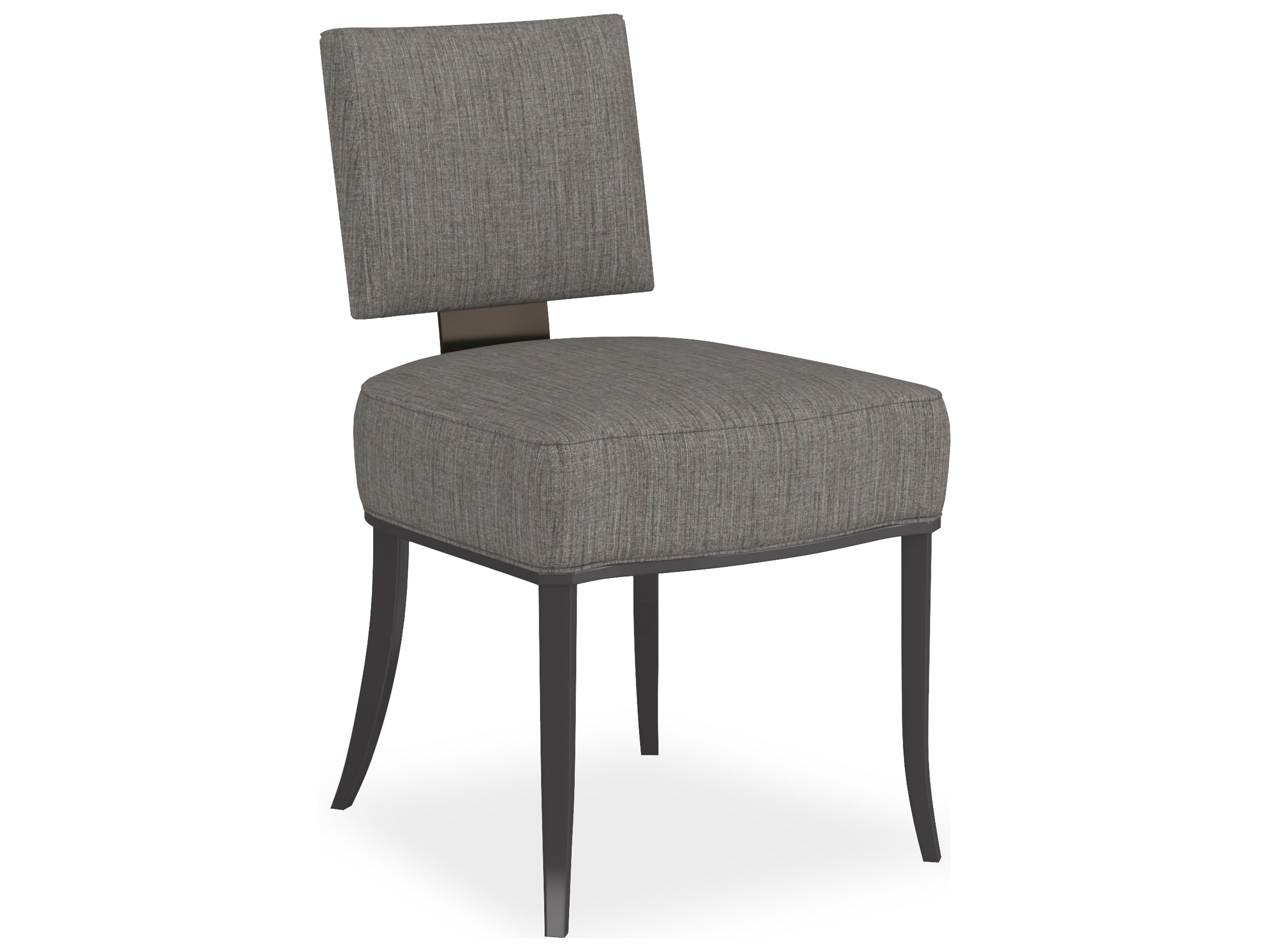 Caracole Classic Reserved Seating Birch Wood Gray Upholstered Armless Dining Chair