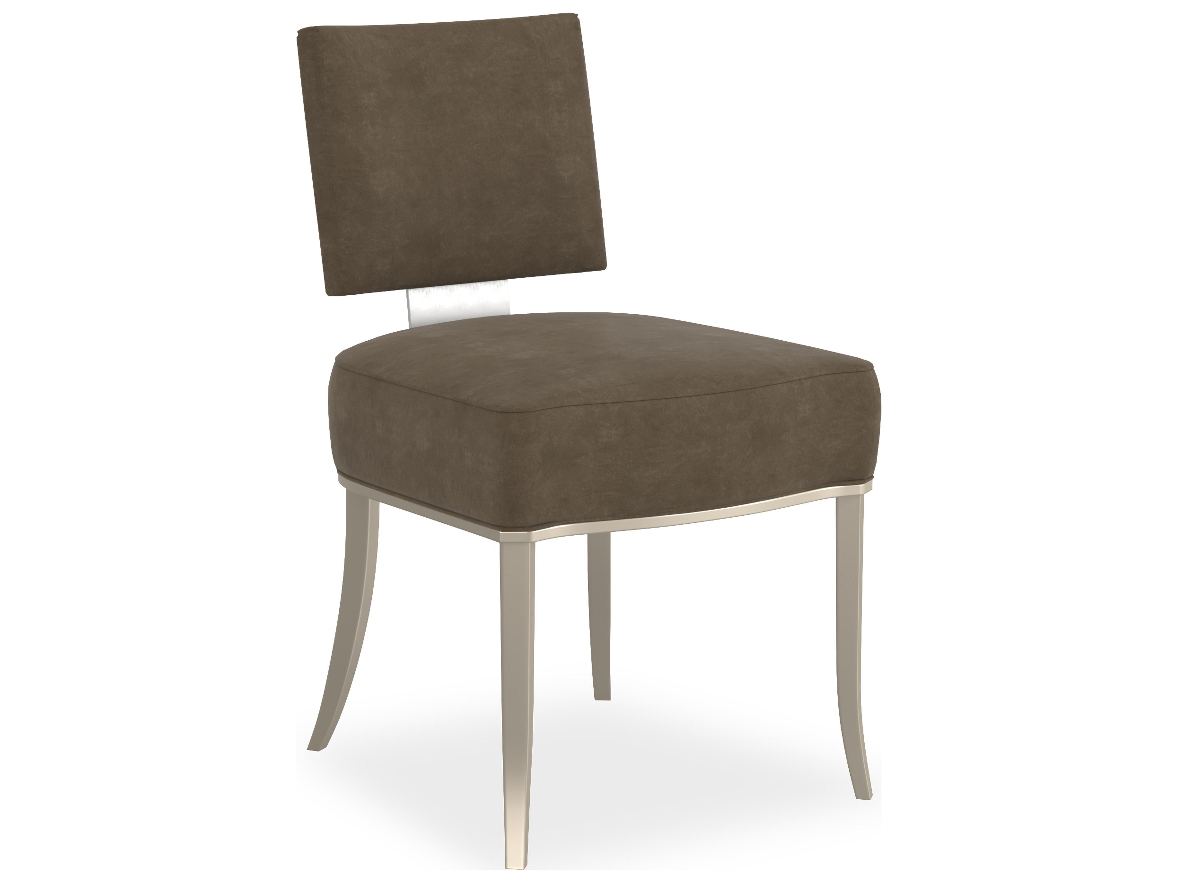 Caracole Classic Reserved Seating Birch Wood Brown Upholstered Armless Dining Chair