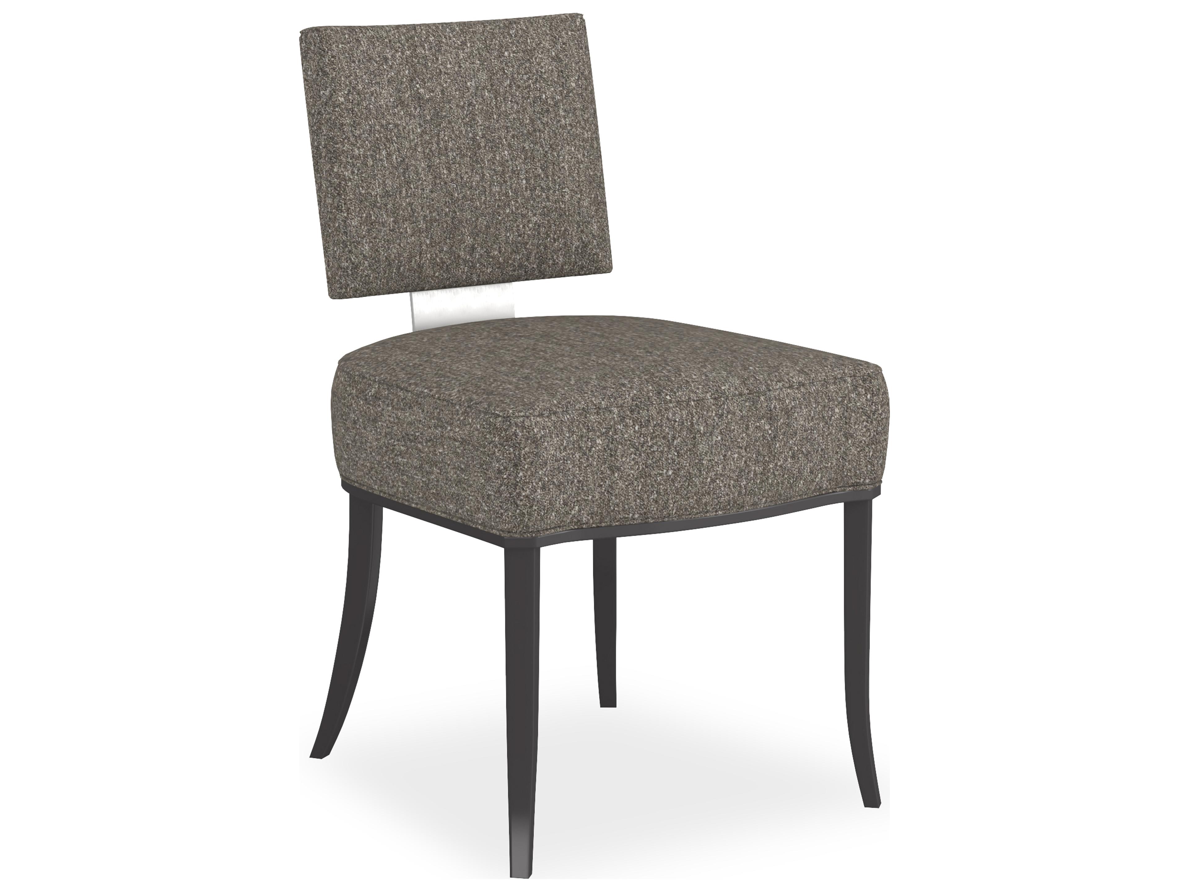 Caracole Classic Reserved Seating Birch Wood Gray Upholstered Armless Dining Chair
