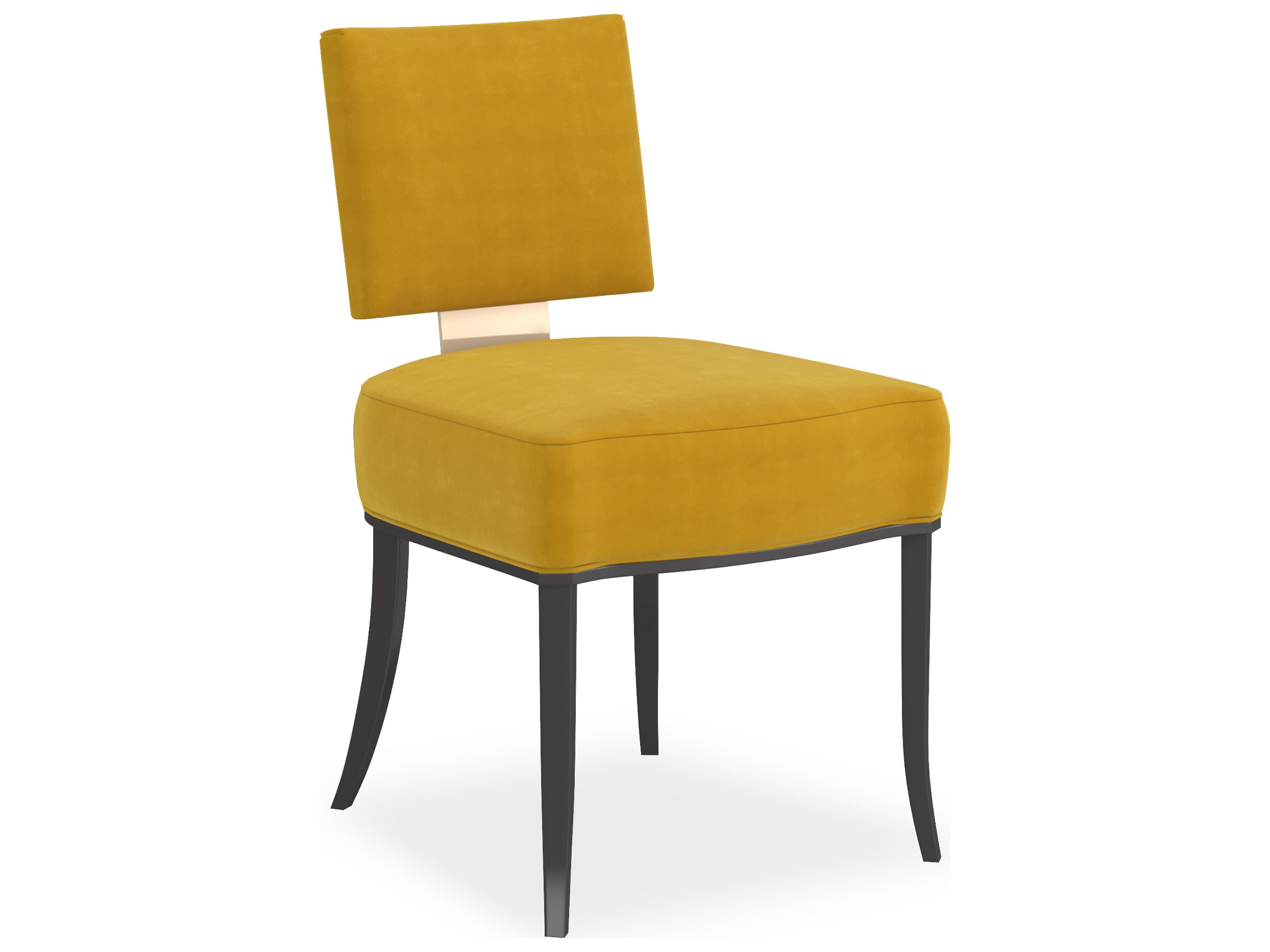 Caracole Classic Reserved Seating Birch Wood Yellow Upholstered Armless Dining Chair