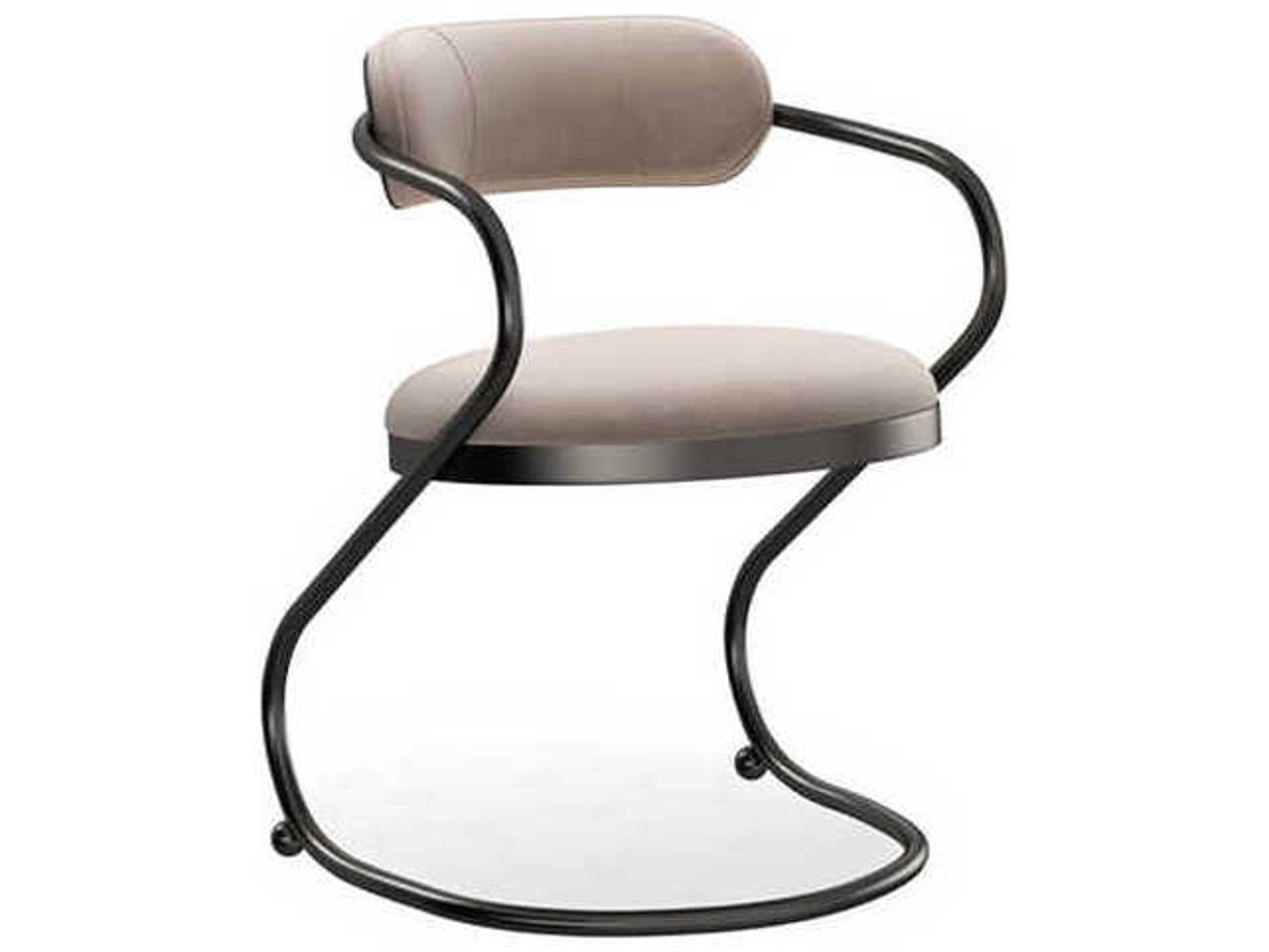 Caracole Classic Bronze Upholstered Arm Dining Chair