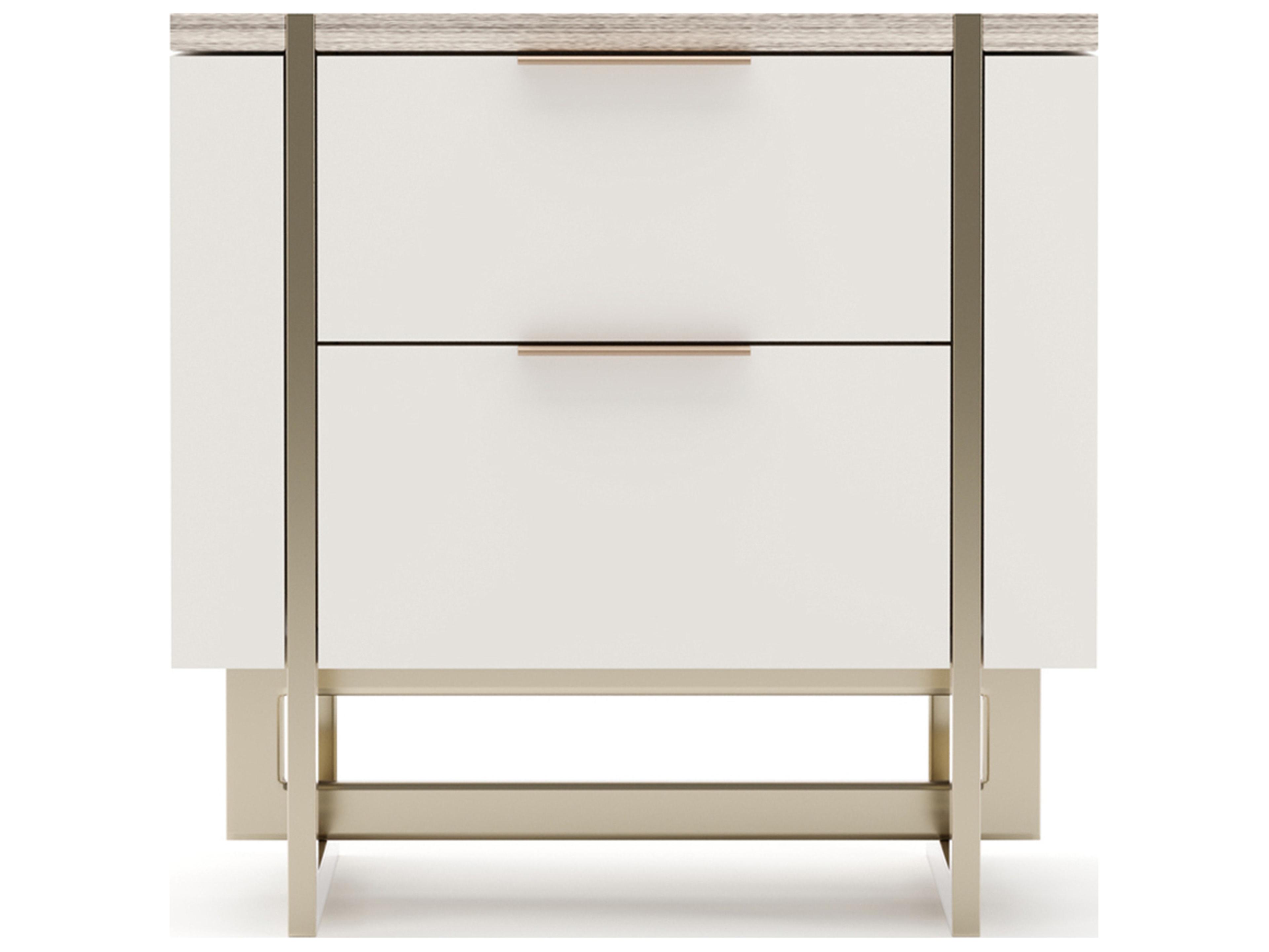 Caracole Wish You Were Here 2-Drawers Beige Nightstand