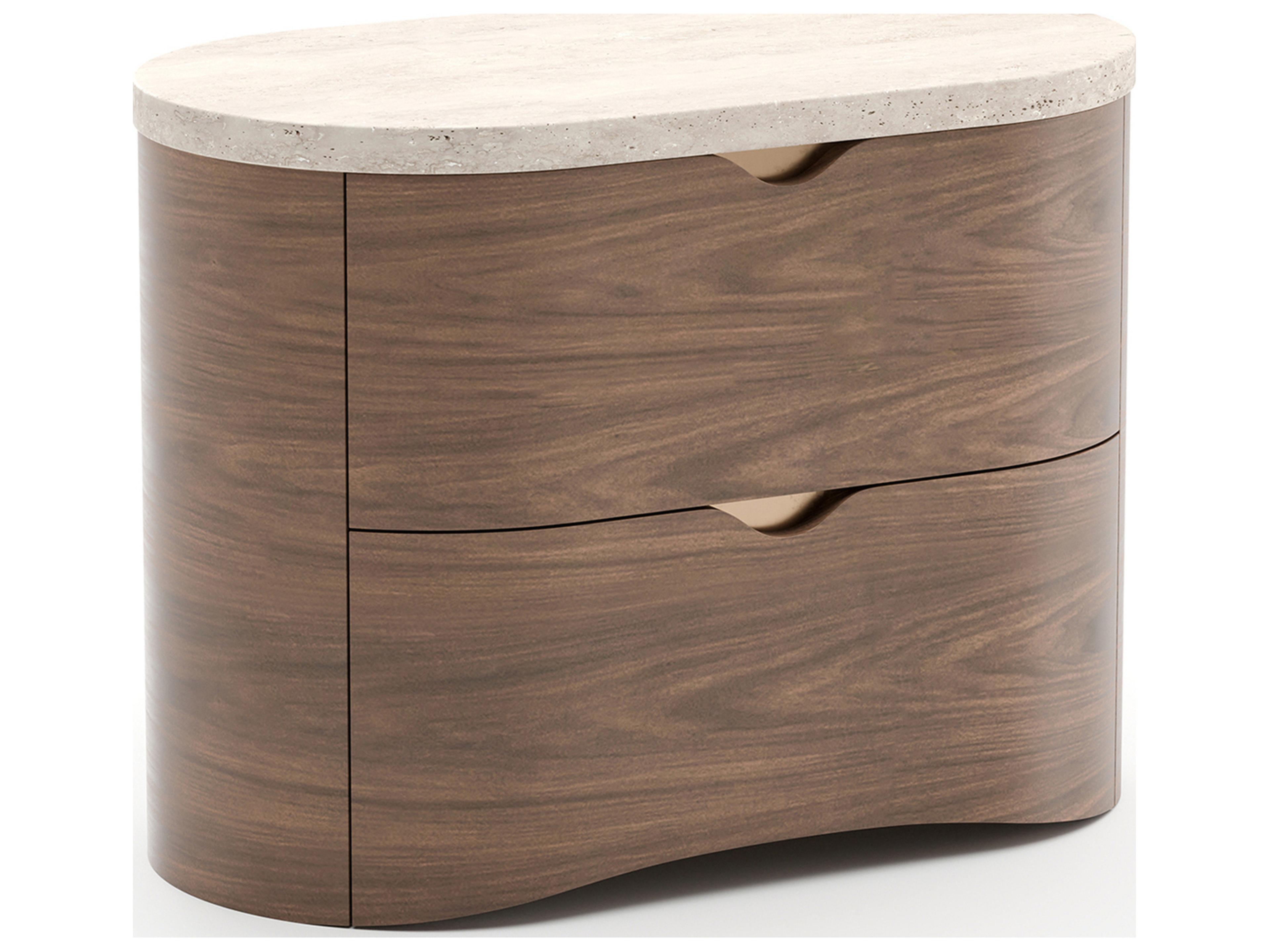 Fleur 2-Drawers Brown Nightstand