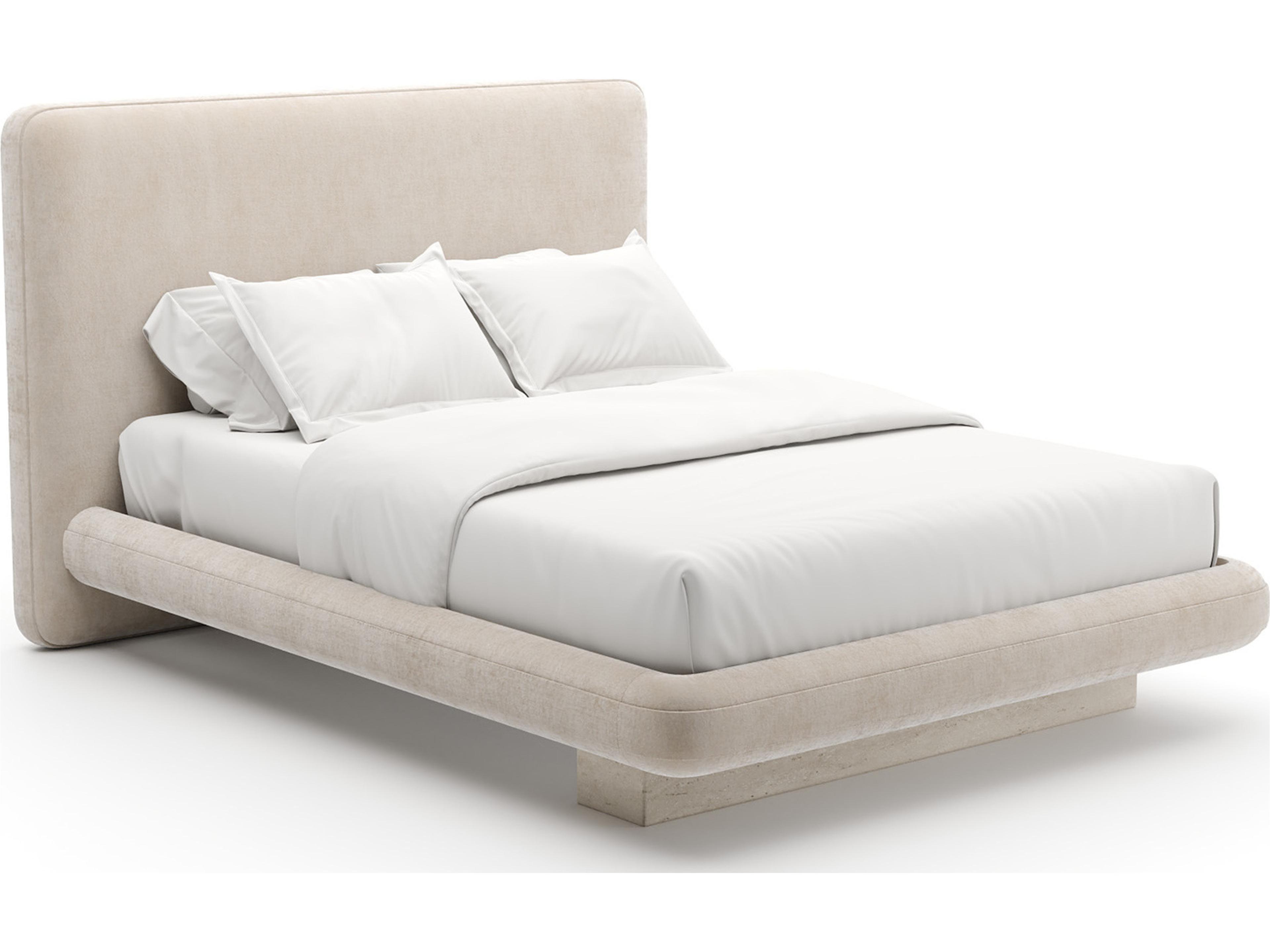 Caracole Overlap Beige Upholstered Queen Platform Bed
