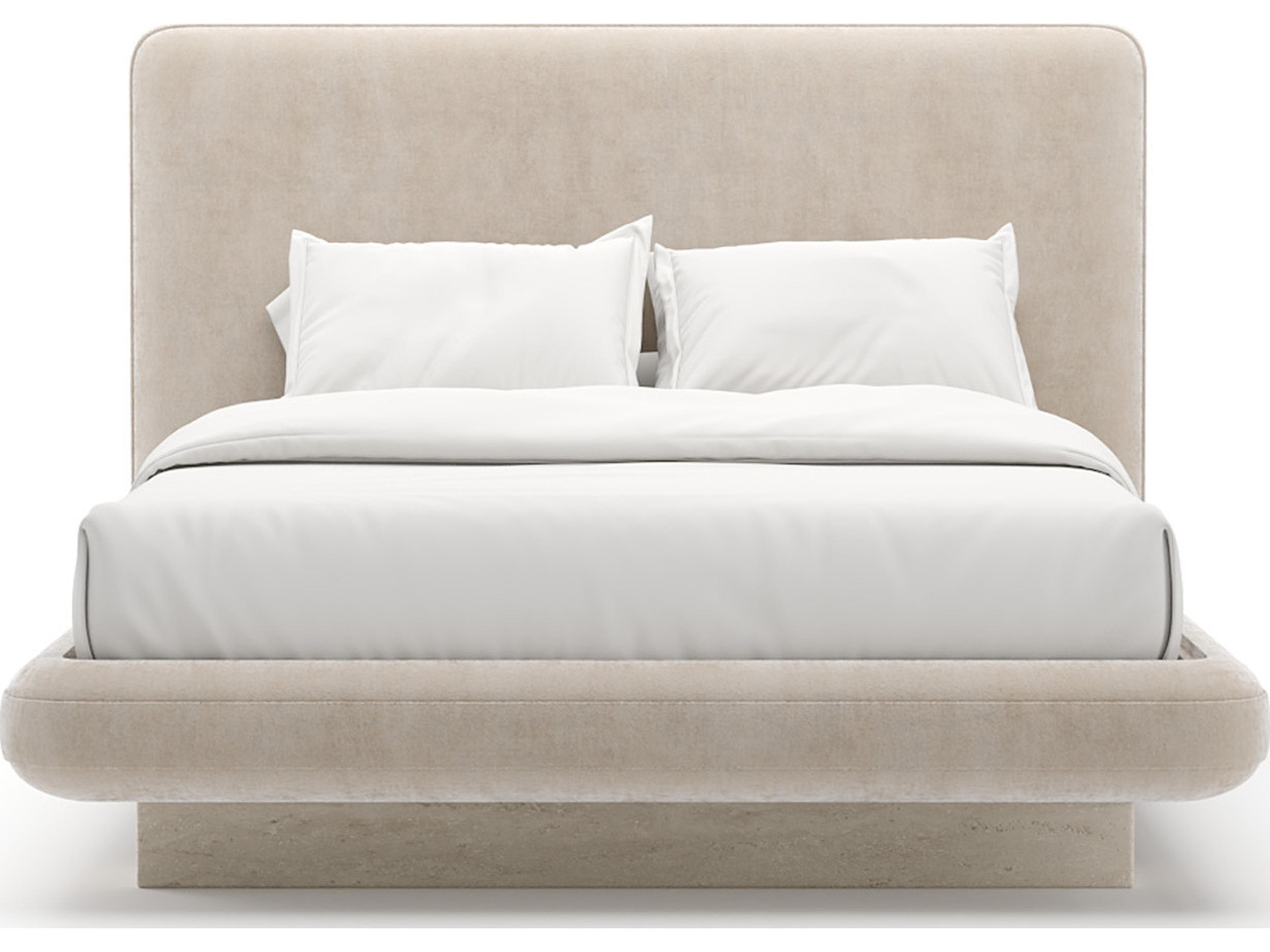 Caracole Overlap Beige Upholstered Queen Platform Bed