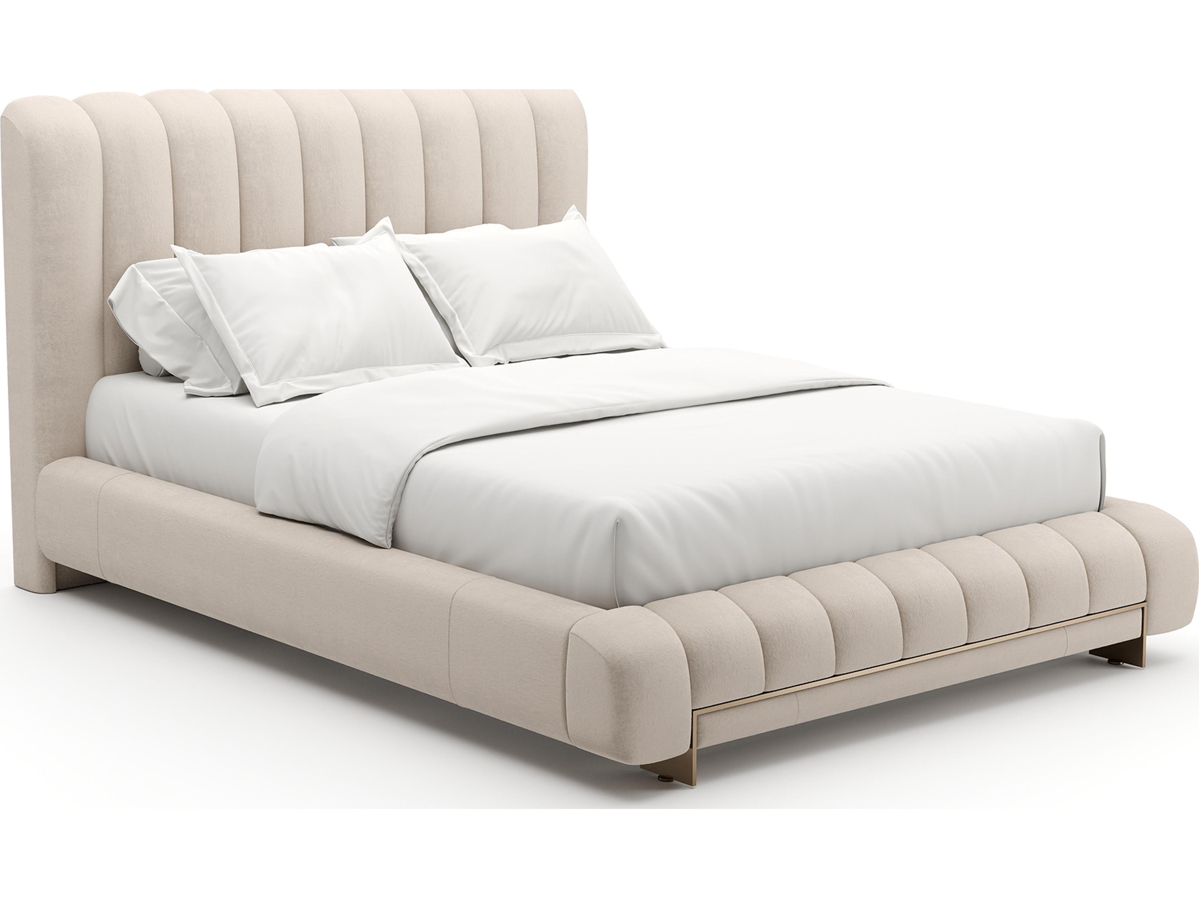 Well Balanced Beige Upholstered Queen Platform Bed
