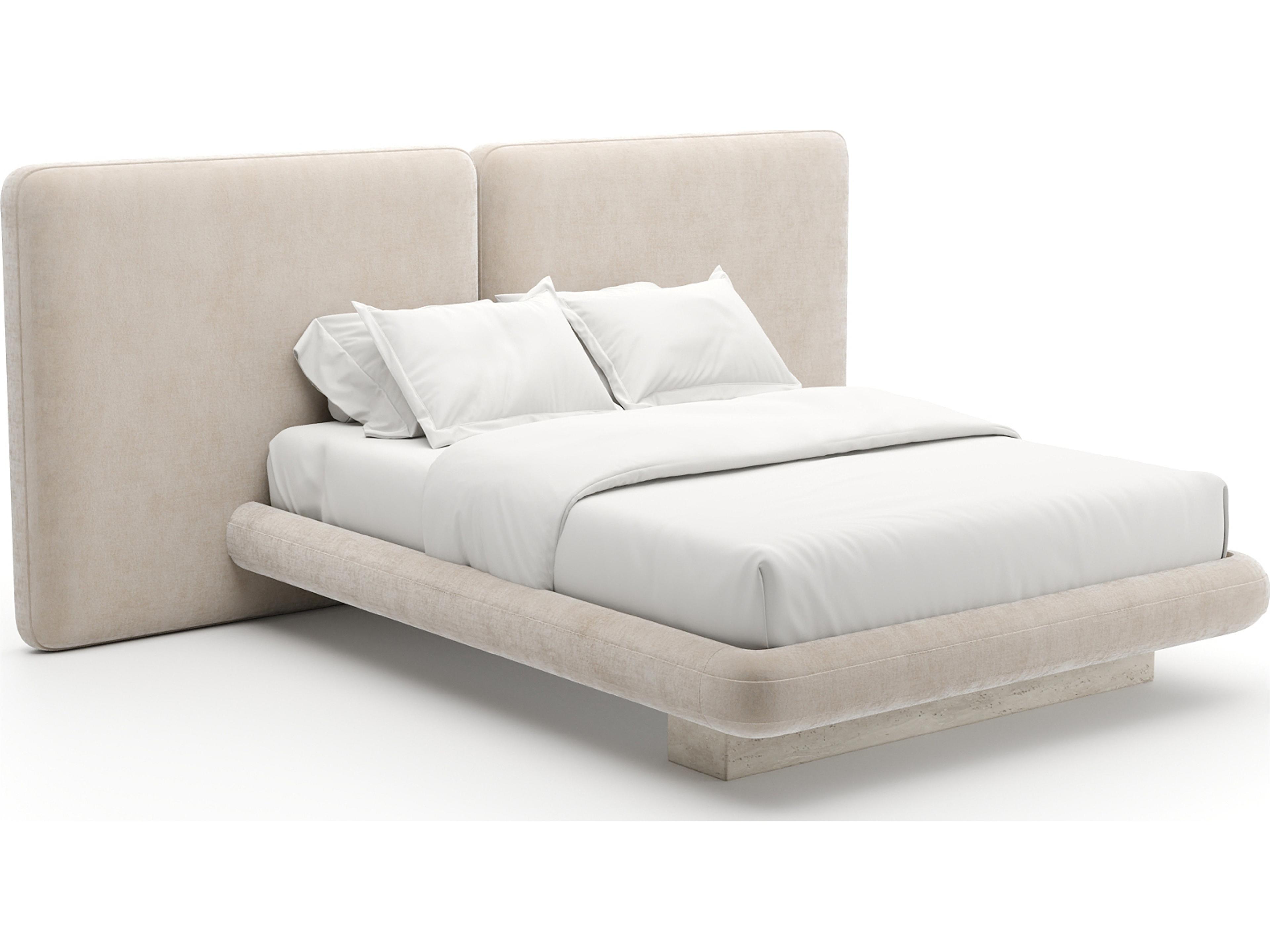 Caracole Overlap Beige Upholstered Queen Platform Bed