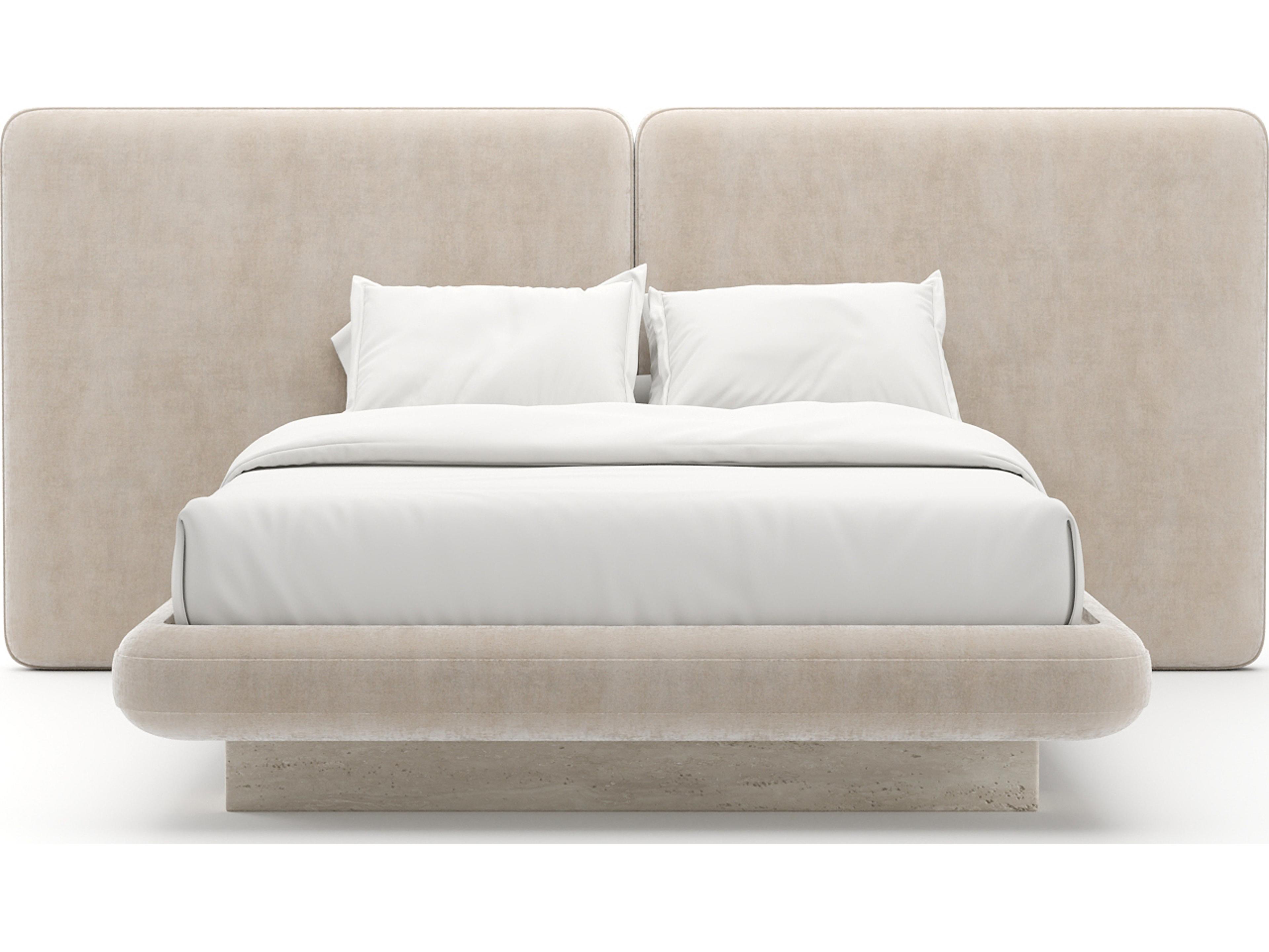 Caracole Overlap Beige Upholstered Queen Platform Bed