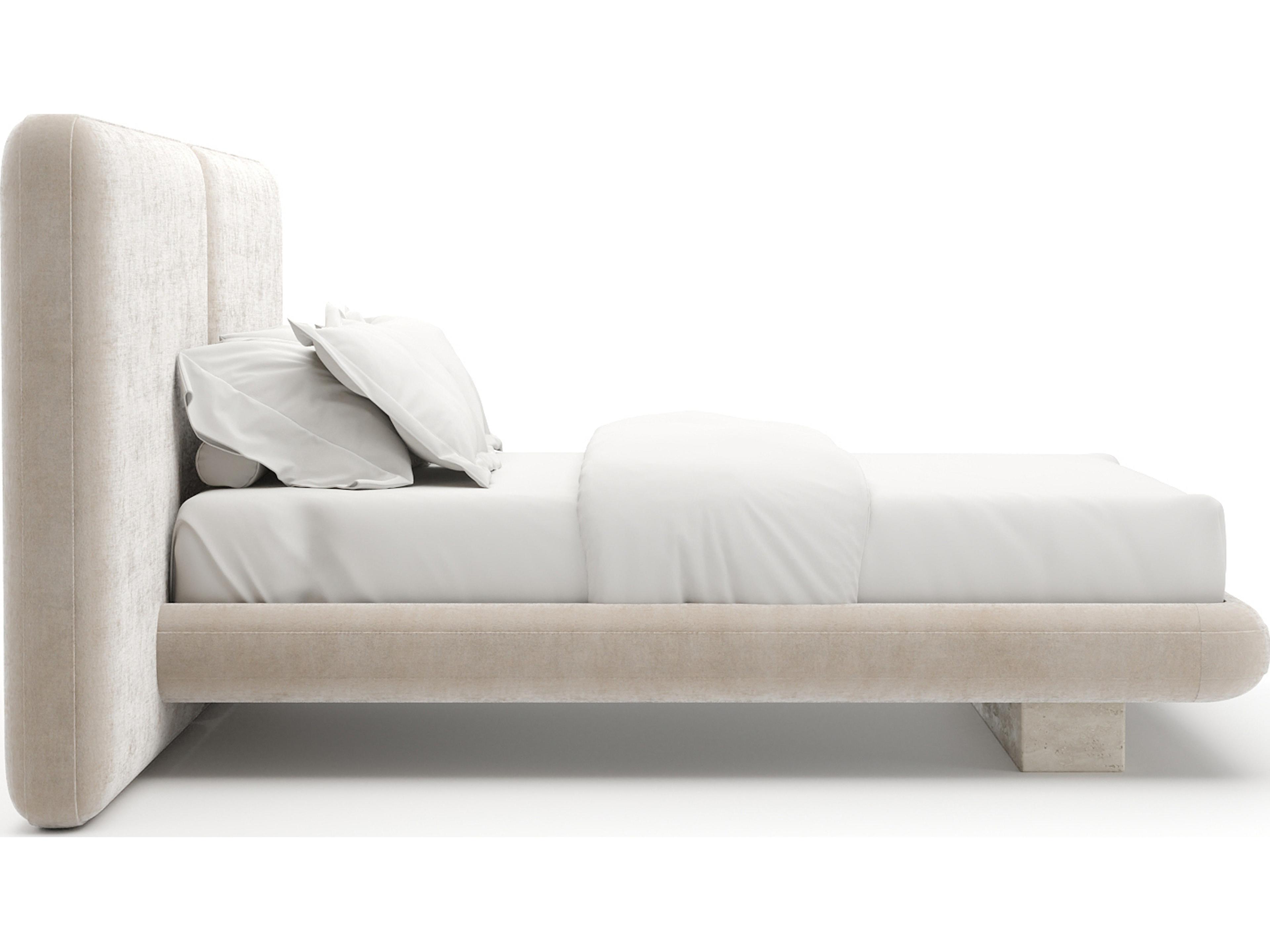 Caracole Overlap Beige Upholstered Queen Platform Bed