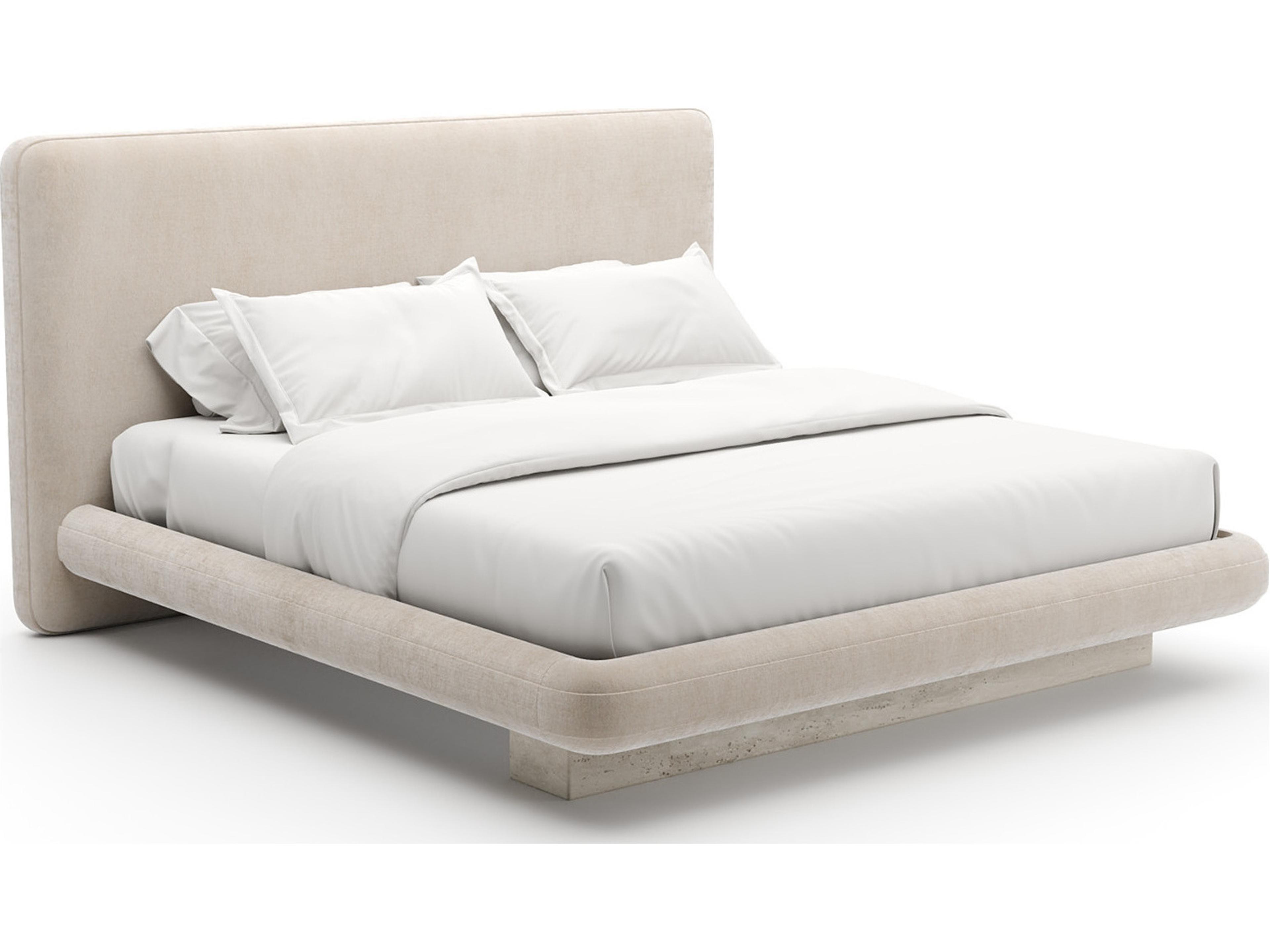 Overlap Beige Upholstered King Platform Bed