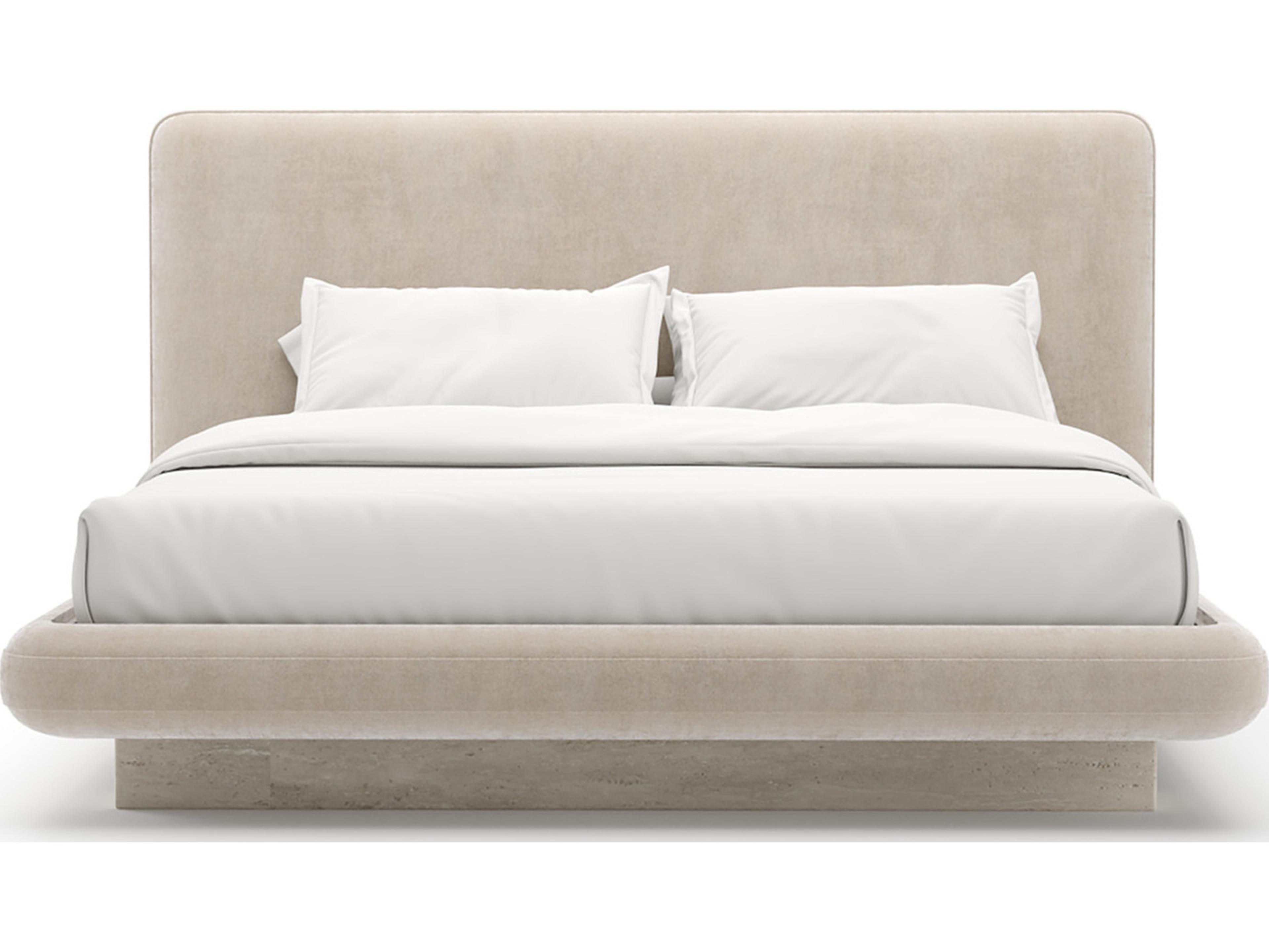 Caracole Overlap Beige Upholstered King Platform Bed