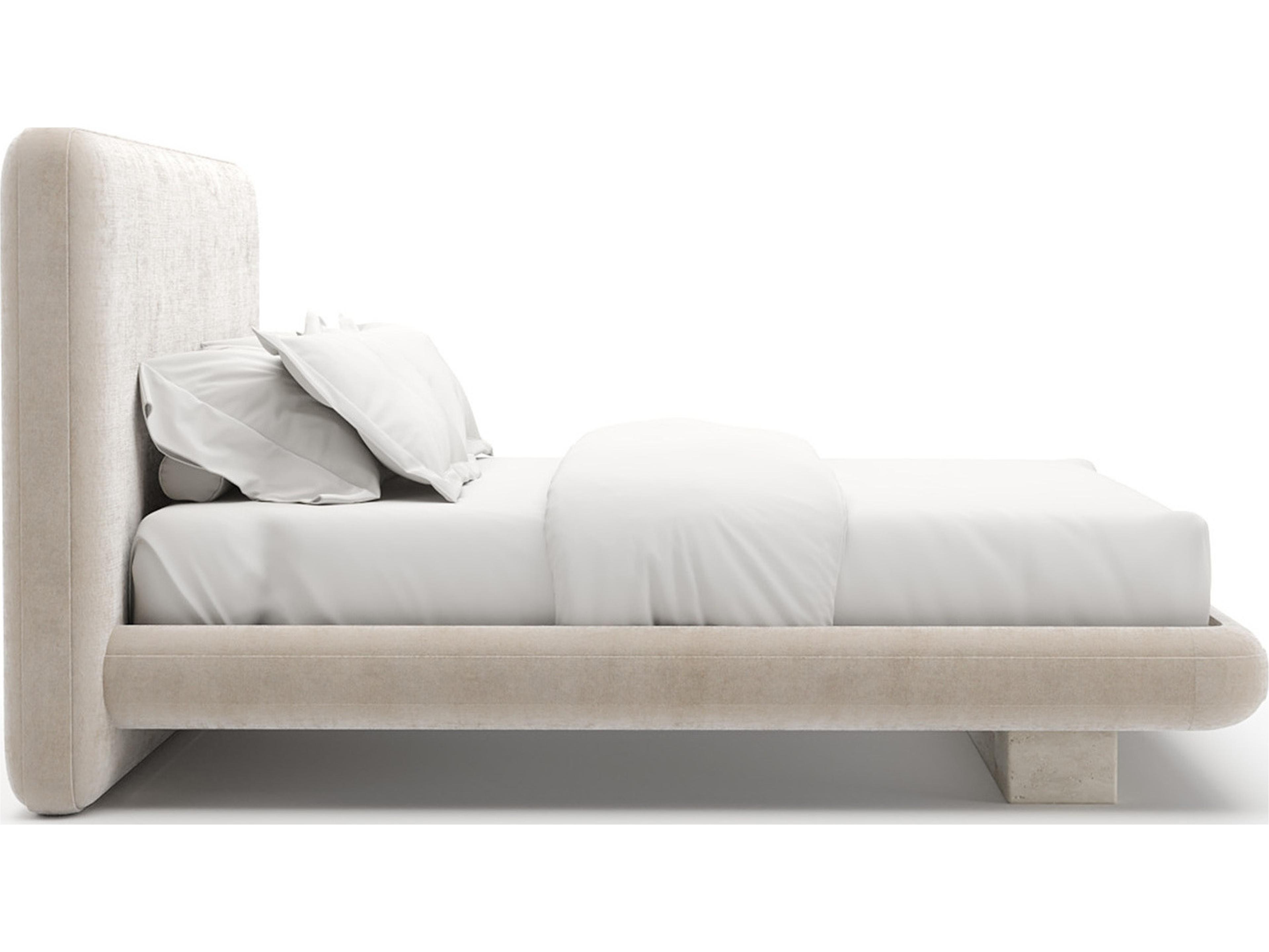 Caracole Overlap Beige Upholstered King Platform Bed