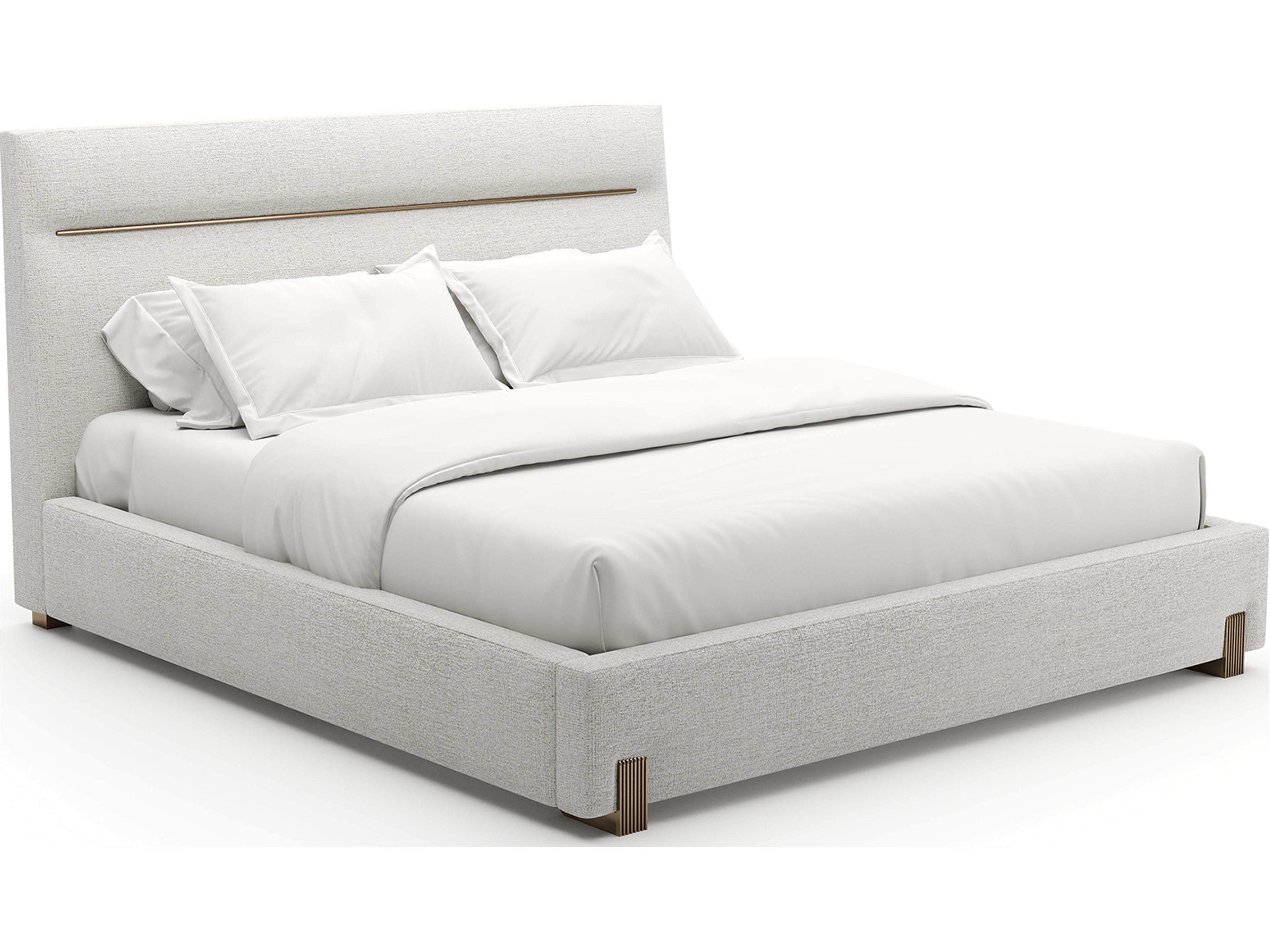 Counter Balance Gray Upholstered King Platform Bed