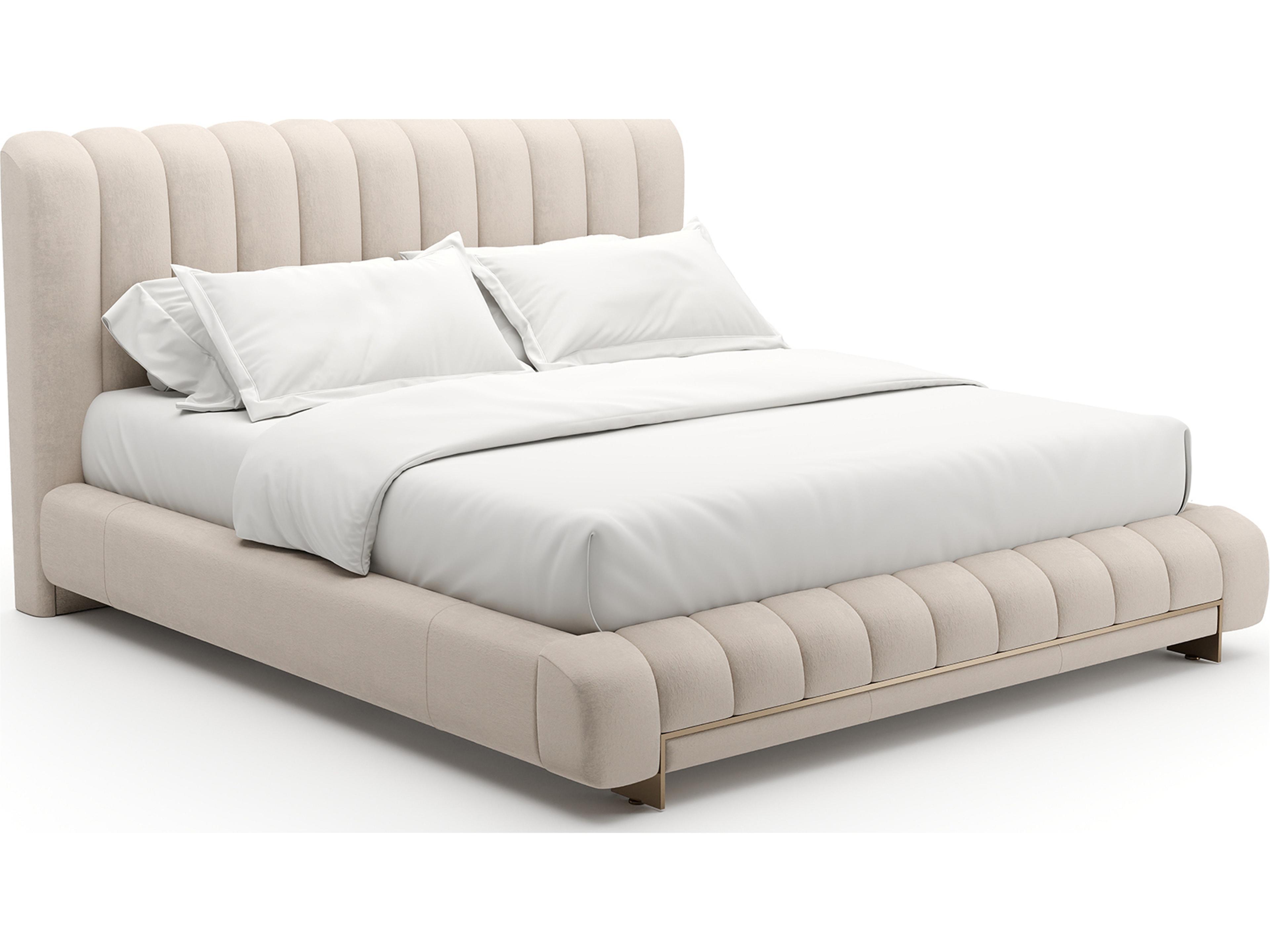 Caracole Well Balanced Beige Upholstered King Platform Bed