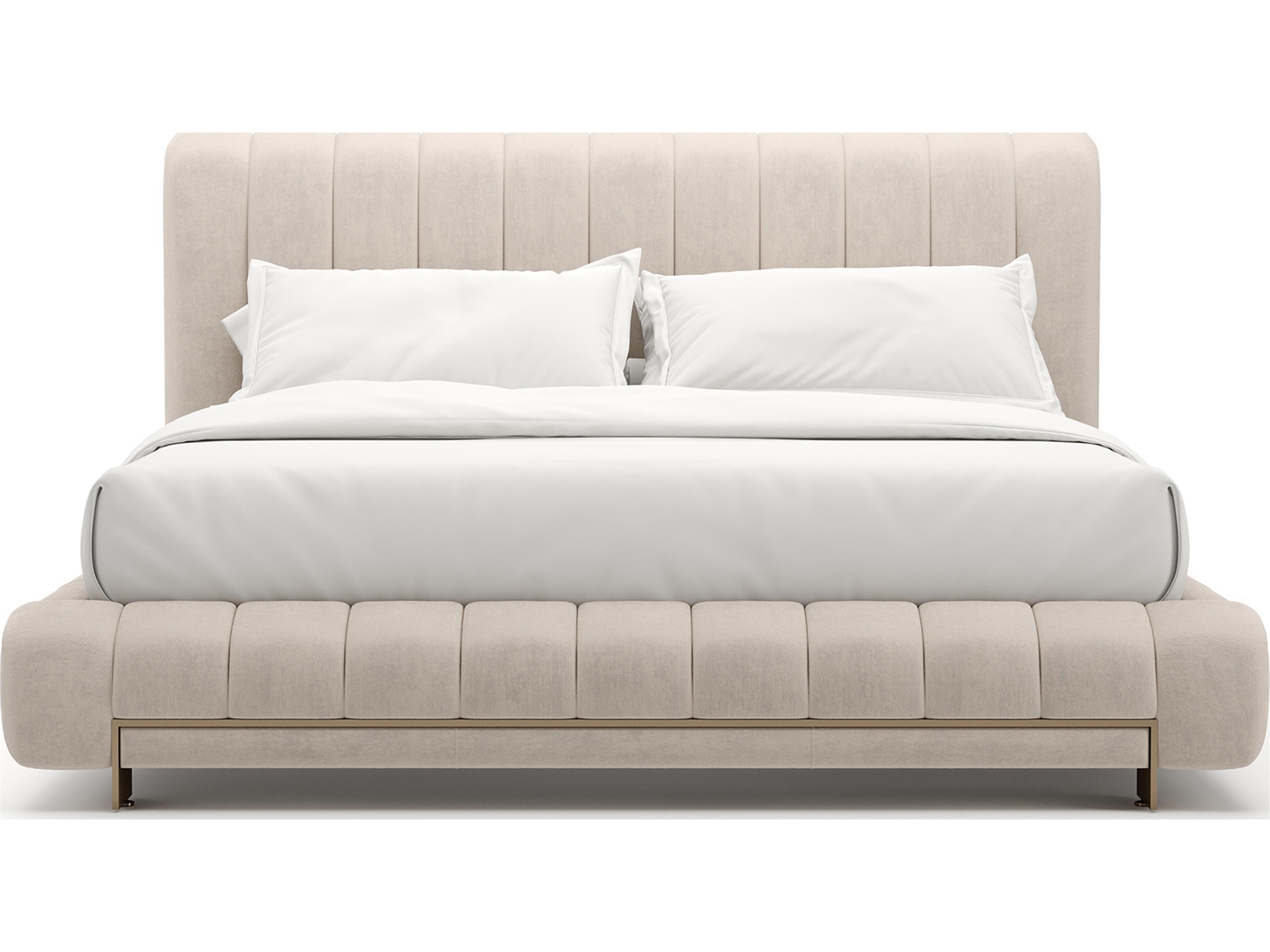 Caracole Well Balanced Beige Upholstered King Platform Bed