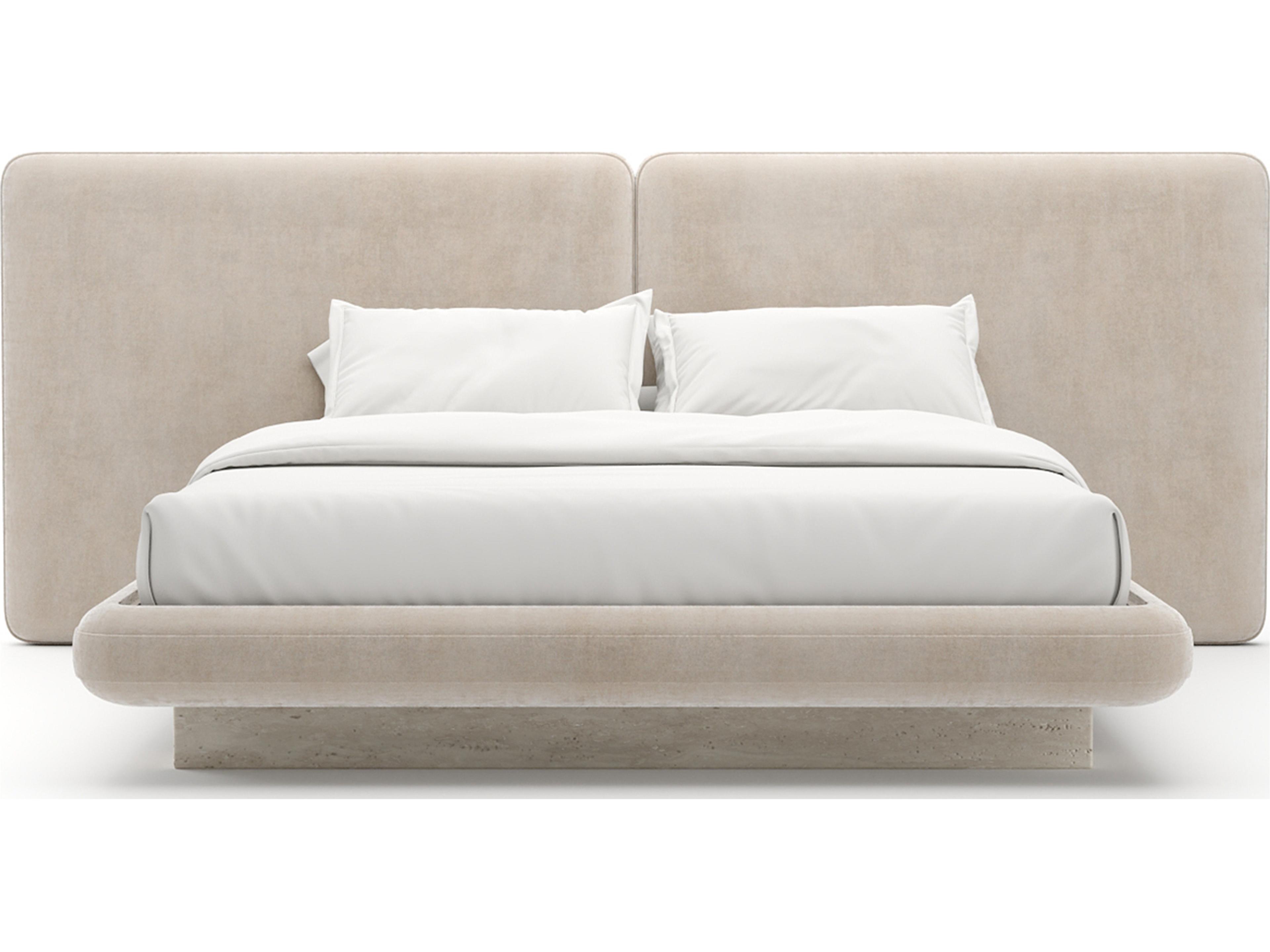 Caracole Overlap Beige Upholstered King Platform Bed