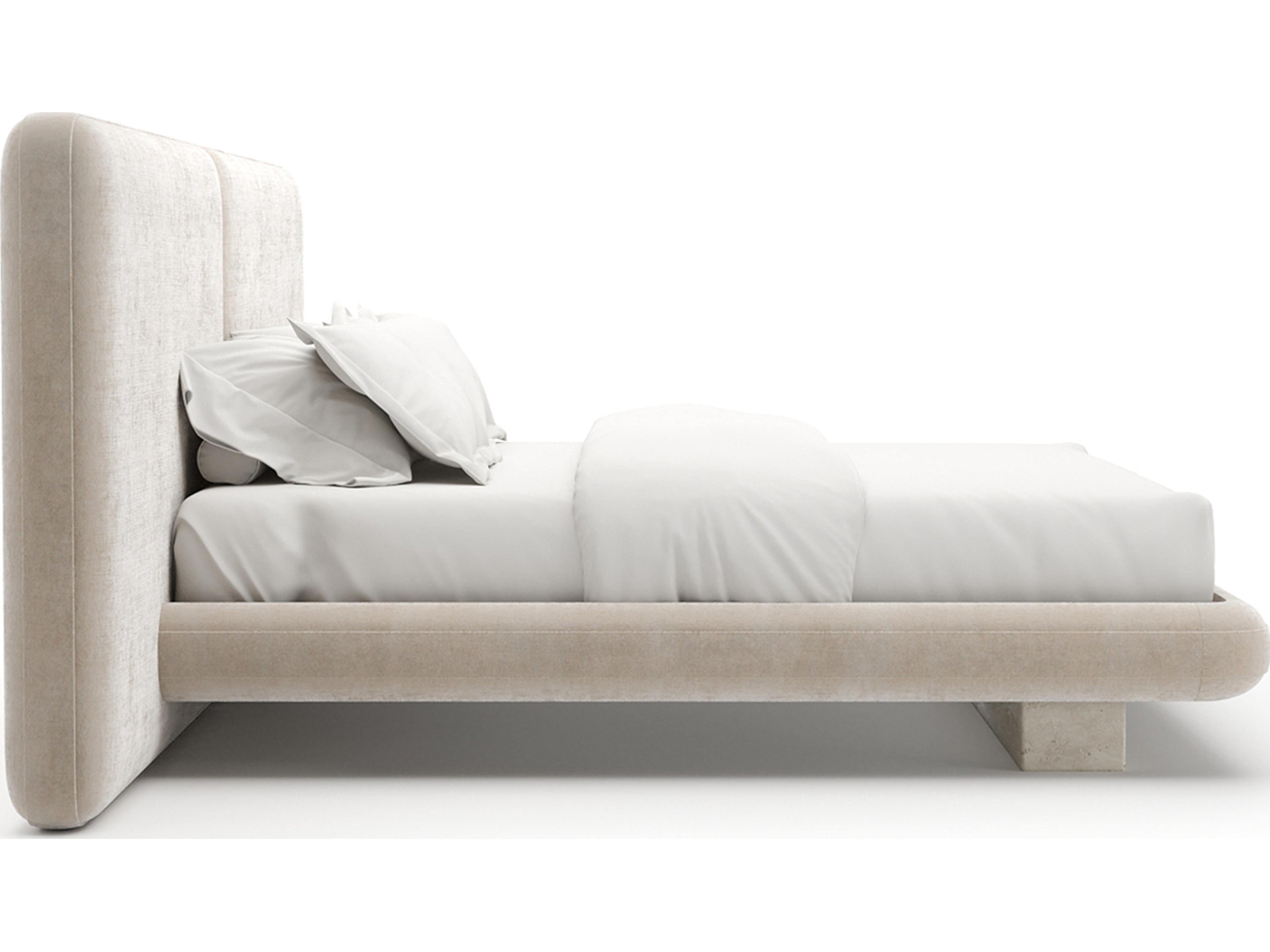 Caracole Overlap Beige Upholstered King Platform Bed