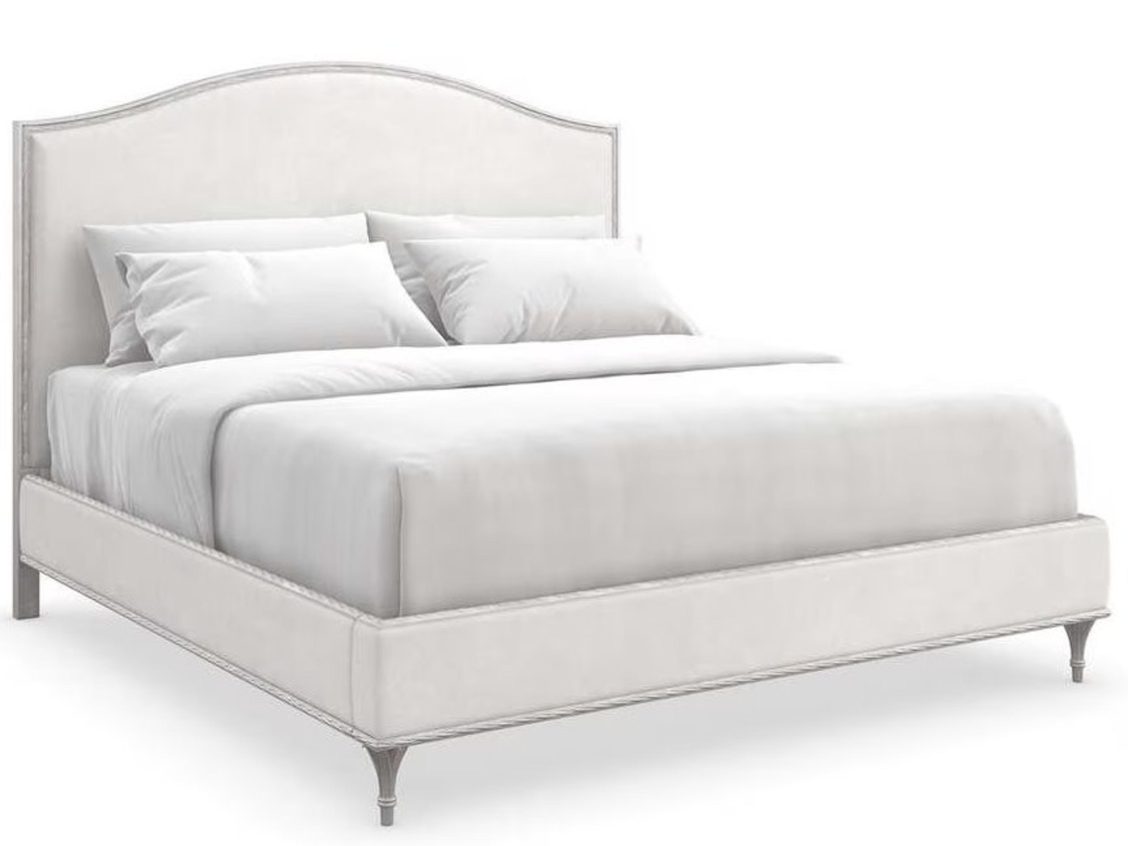 Fontainebleau Platform Queen Bed Upholstered Performance Fabric Oracle Silver Leaf