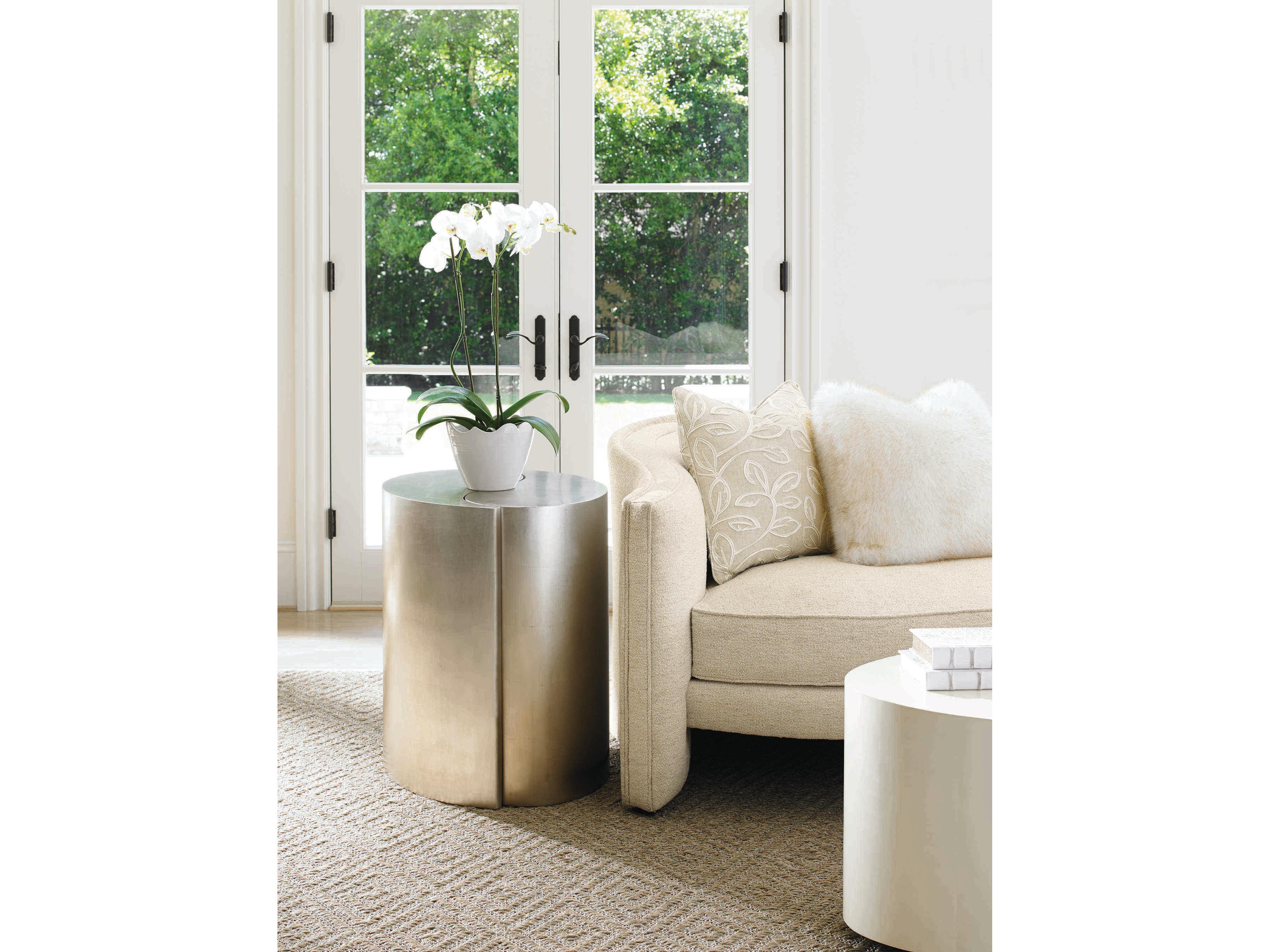 Caracole Classic Quote Gold Leaf Ombre Warm Silver End Table