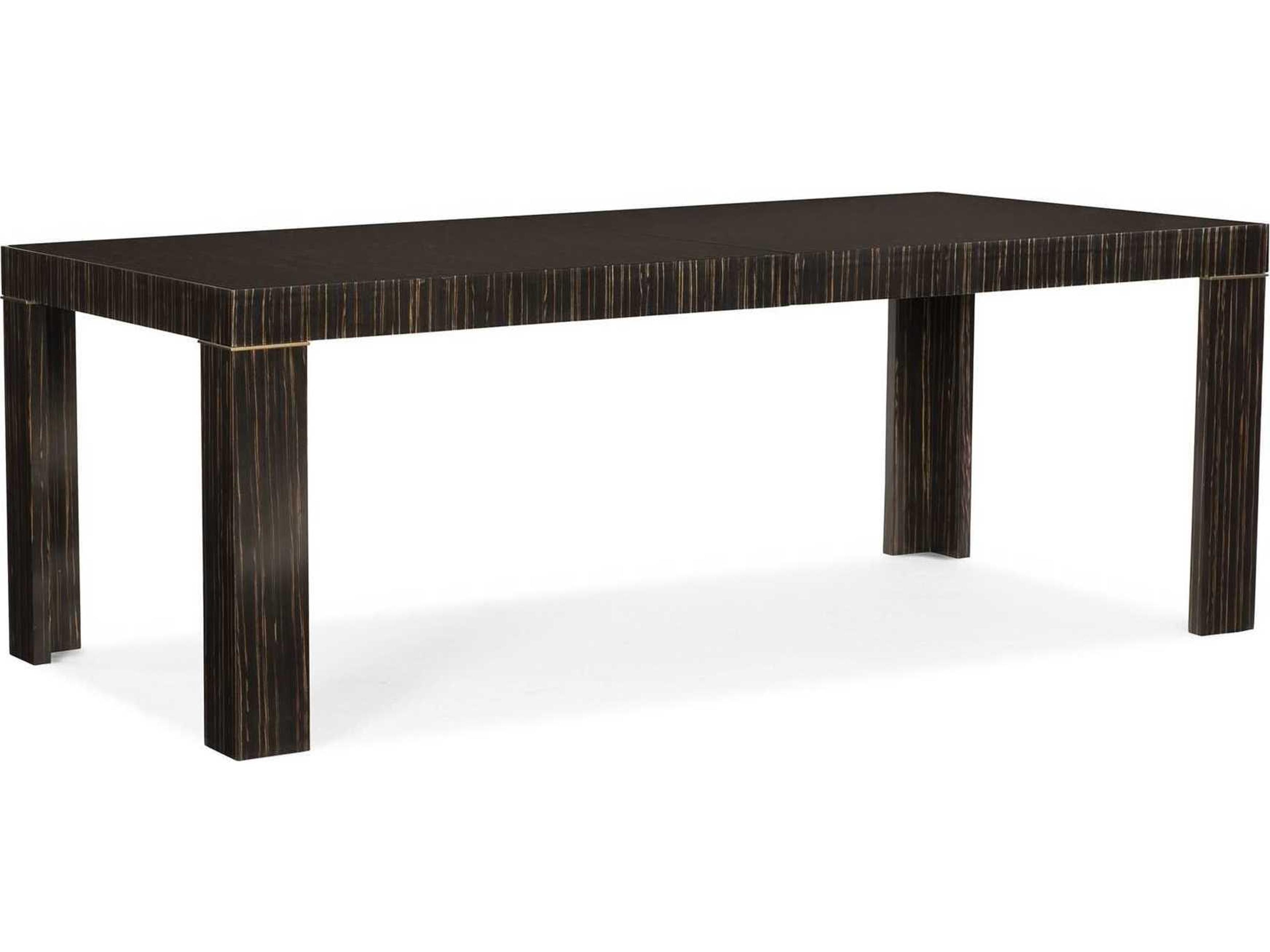Edge Rectangle Extendable Dining Table in Striated Ebony and Lucent Bronze