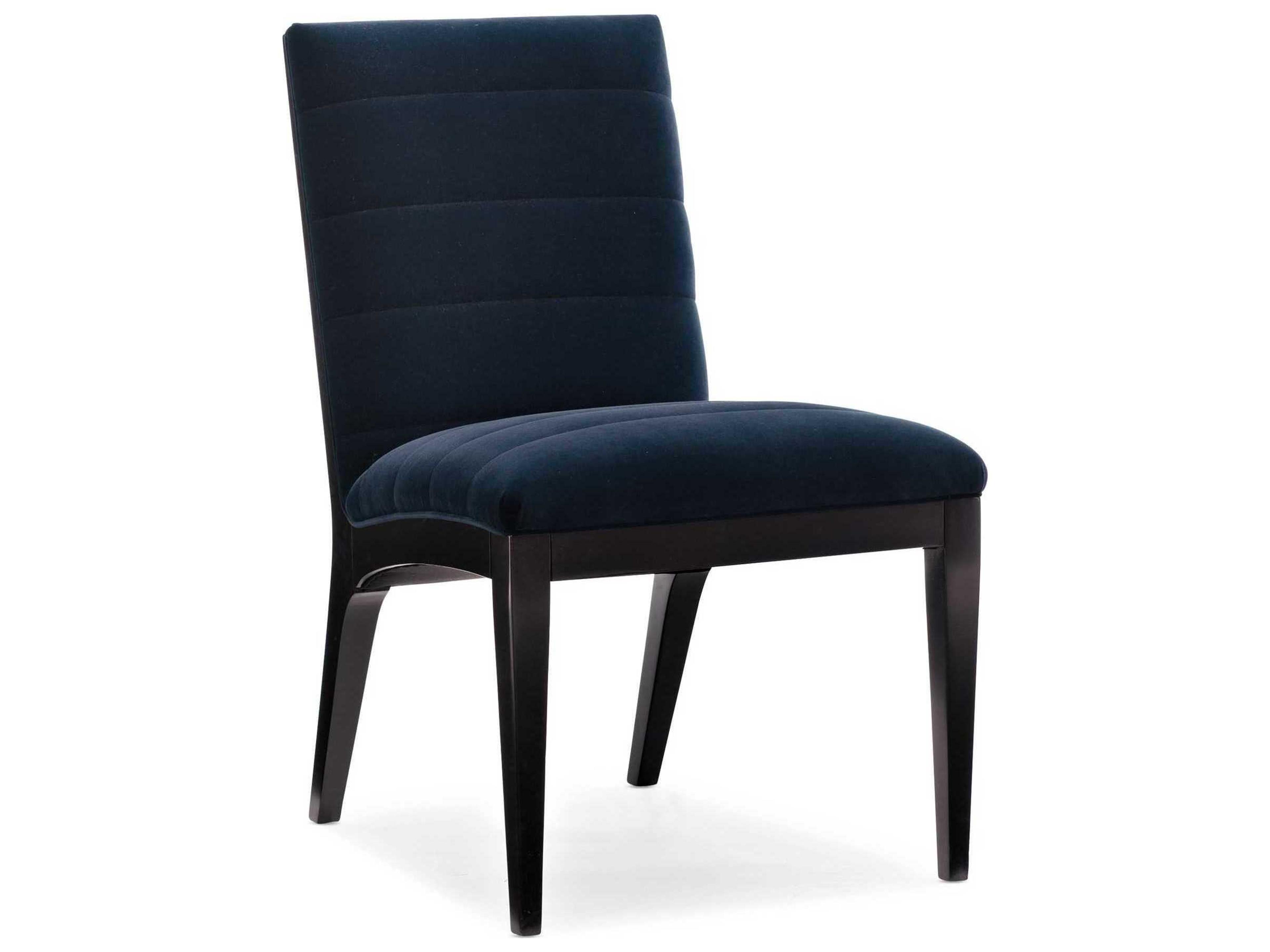 Modern Edge Upholstered Dining Side Chair in Eclipse with Blue Fabric