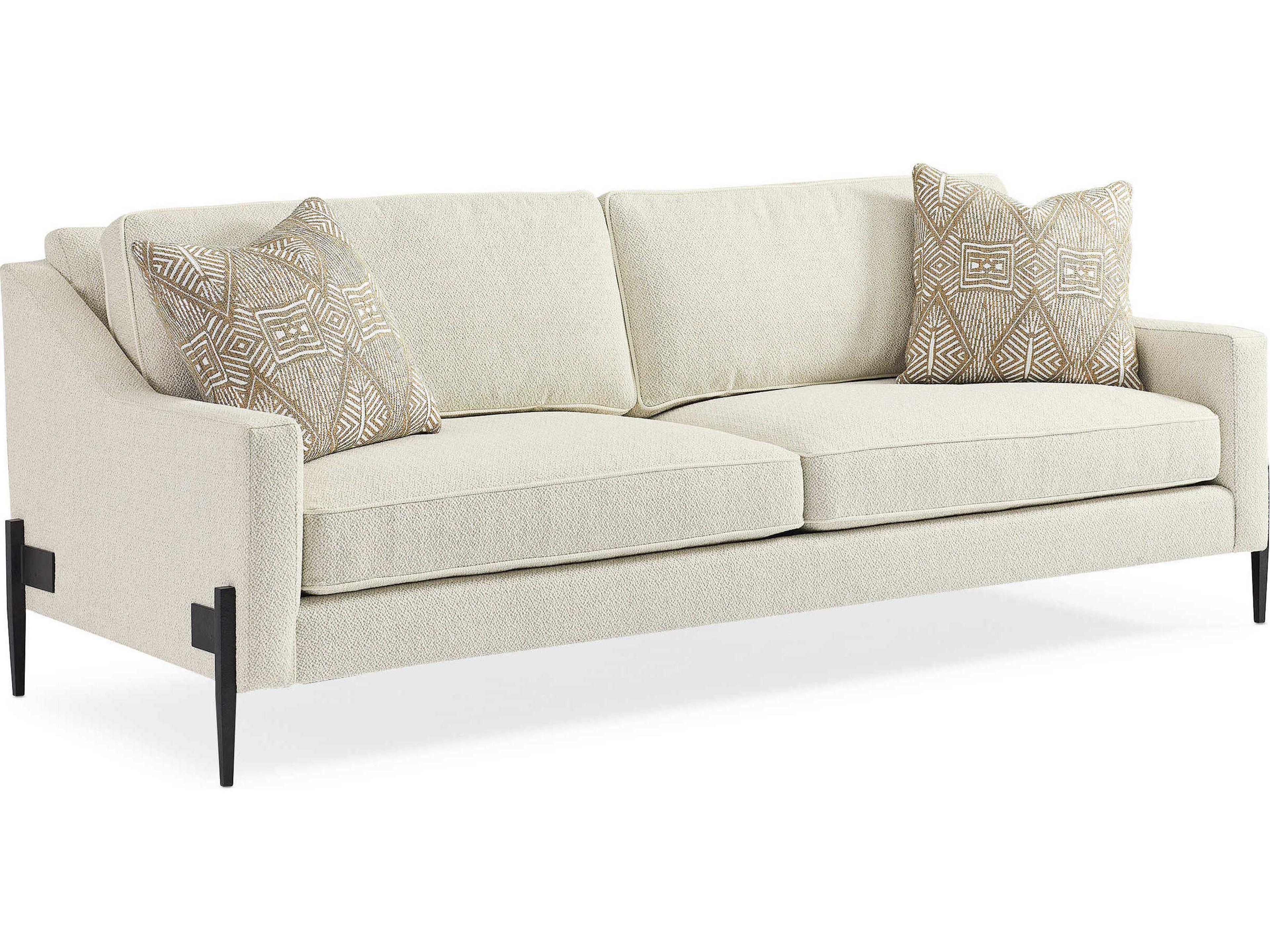 Modern Remix 3-Seat Performance Fabric Sofa with Leather Welt