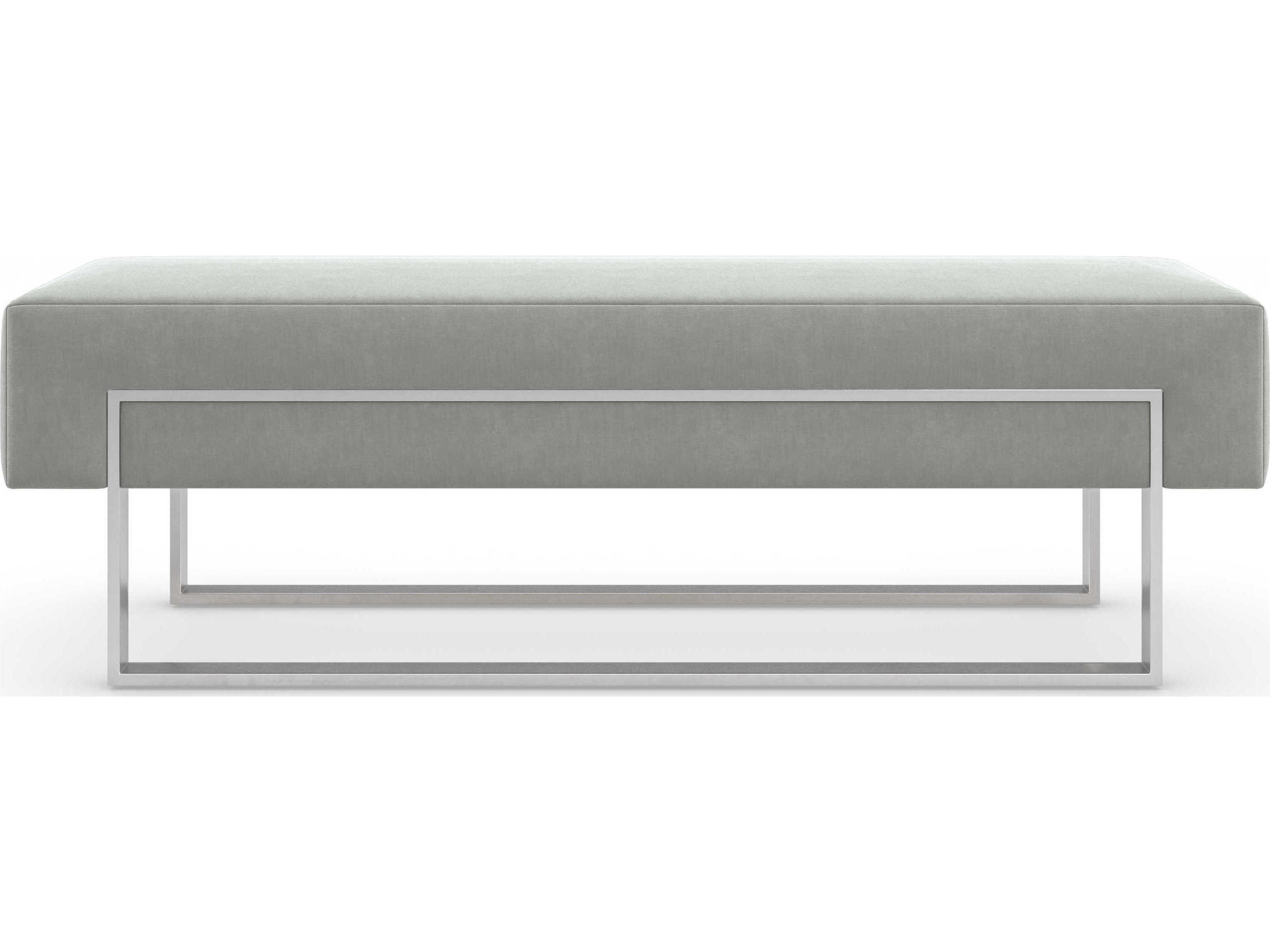 Caracole La Moda Smoked Stainless Steel Gray Upholstered Accent Bench