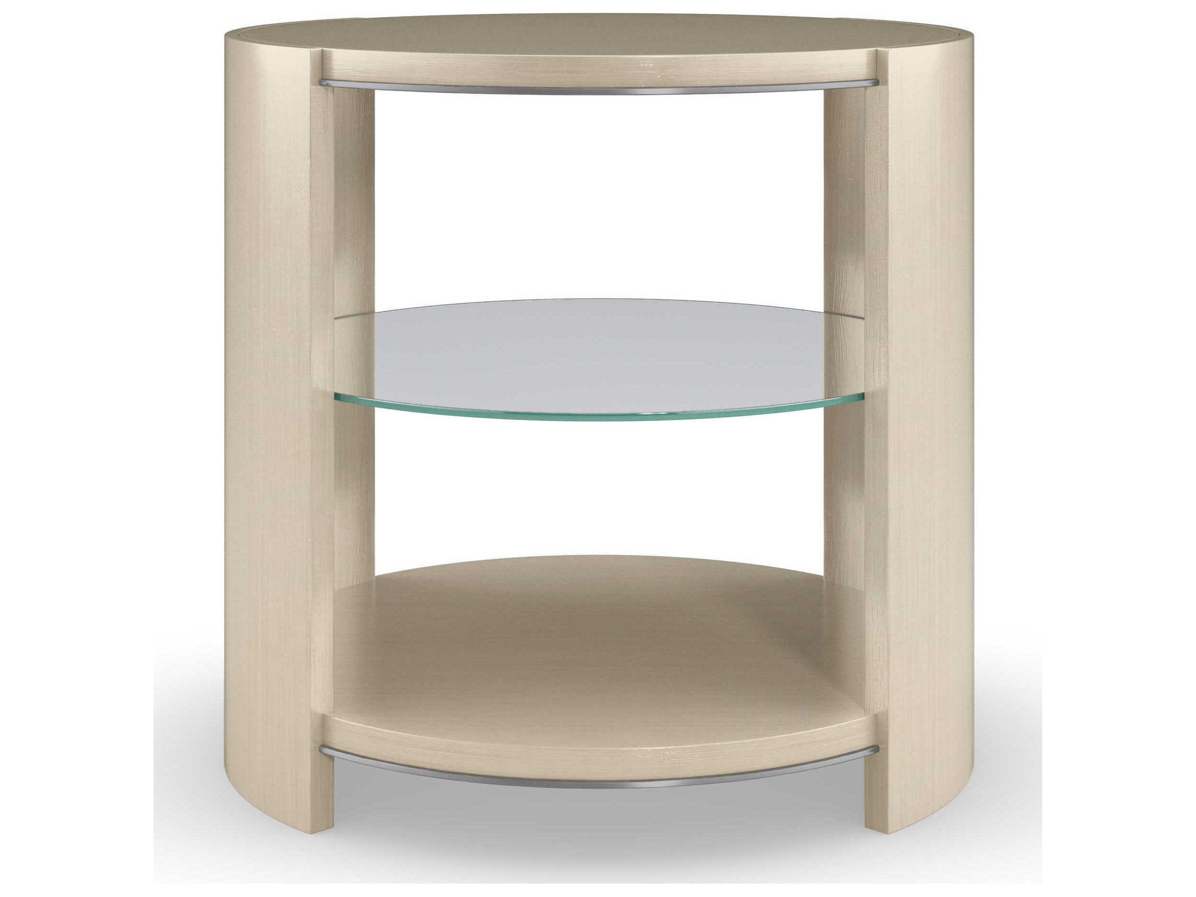 Caracole La Moda Da Vita 26" Round Wood Thunder Smoked Stainless Steel Paint End Table