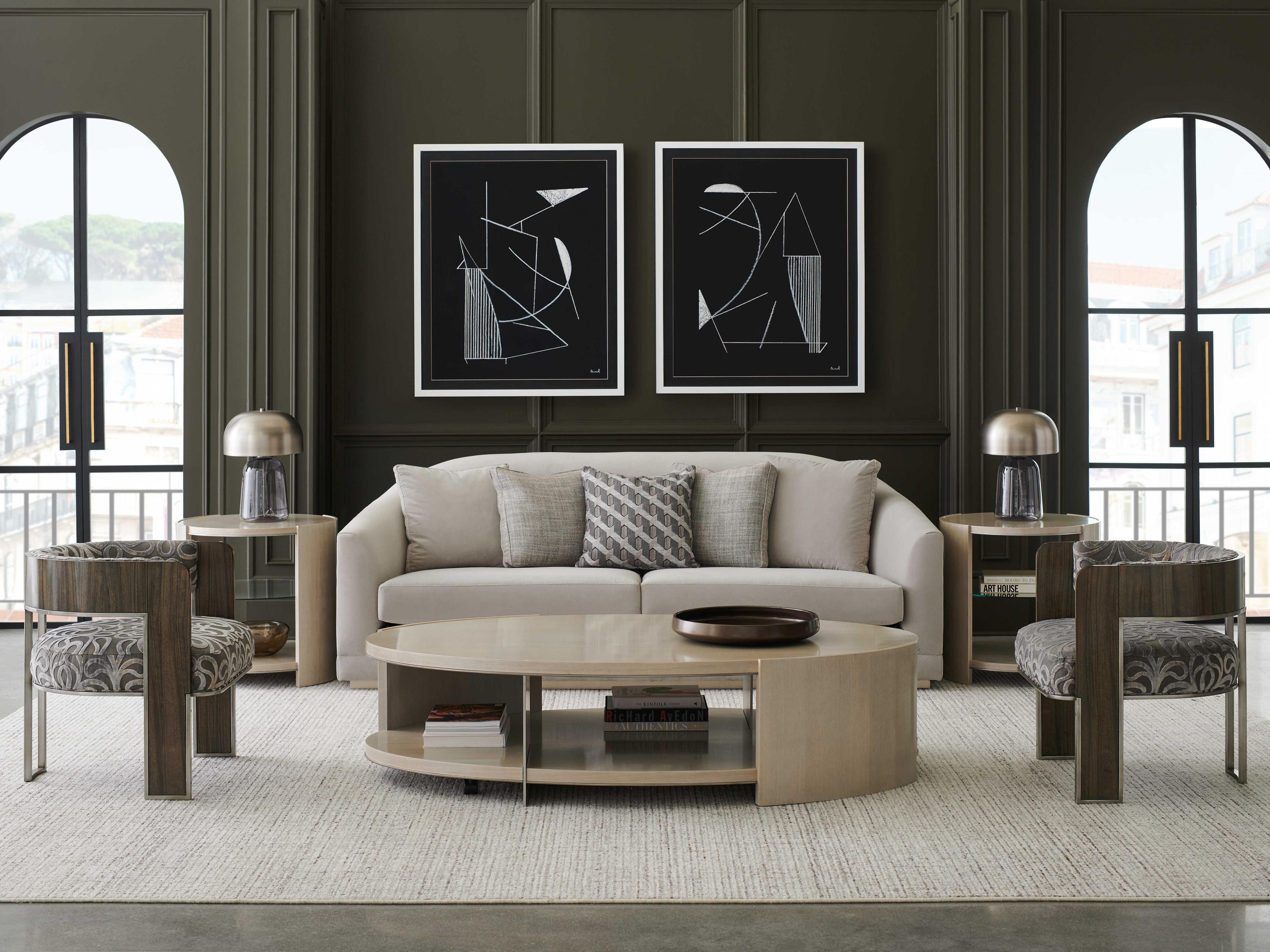 Caracole La Moda Da Vita 26" Round Wood Thunder Smoked Stainless Steel Paint End Table