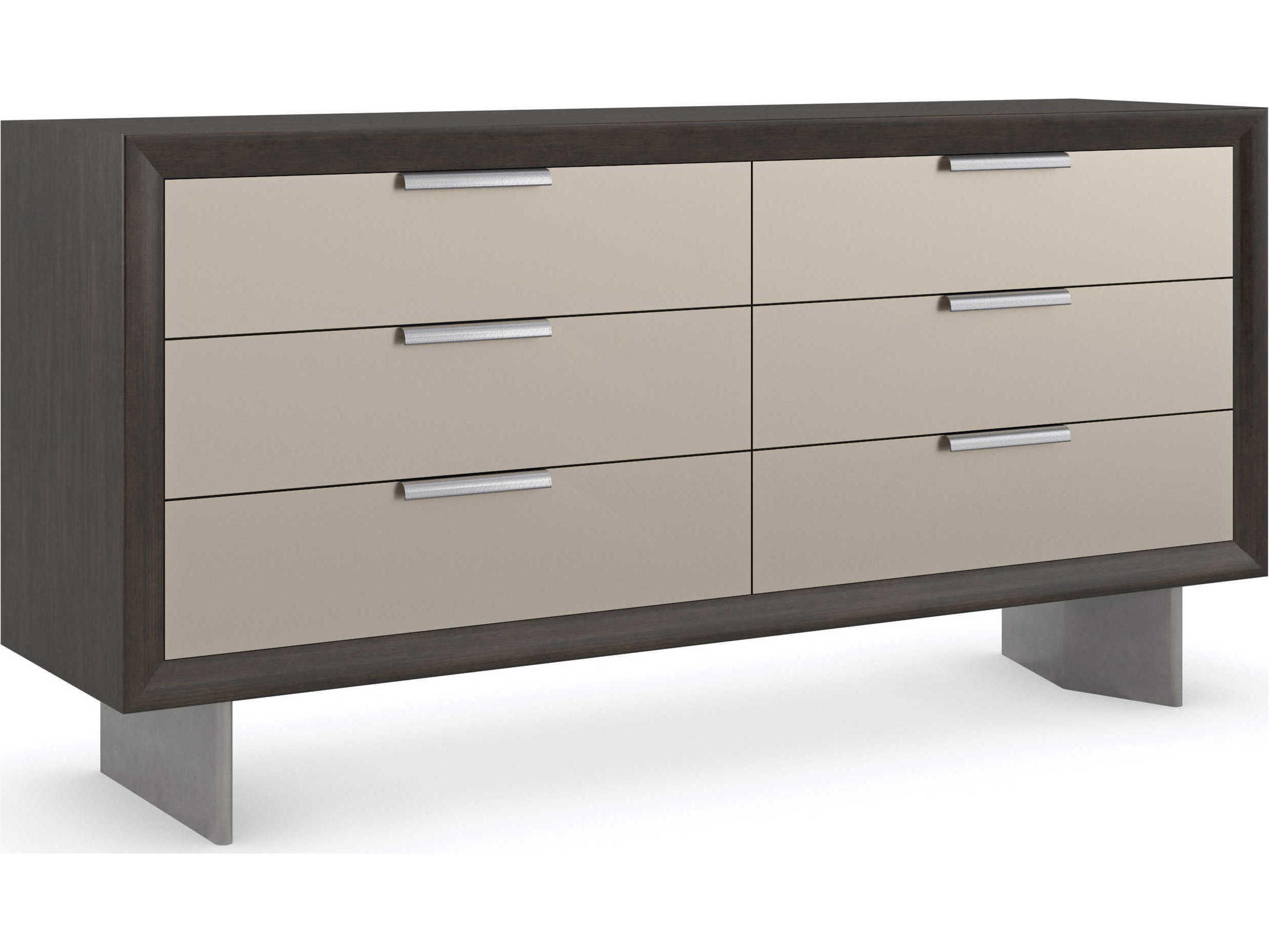 La Moda 6-Drawers Brown Birch Wood Double Dresser