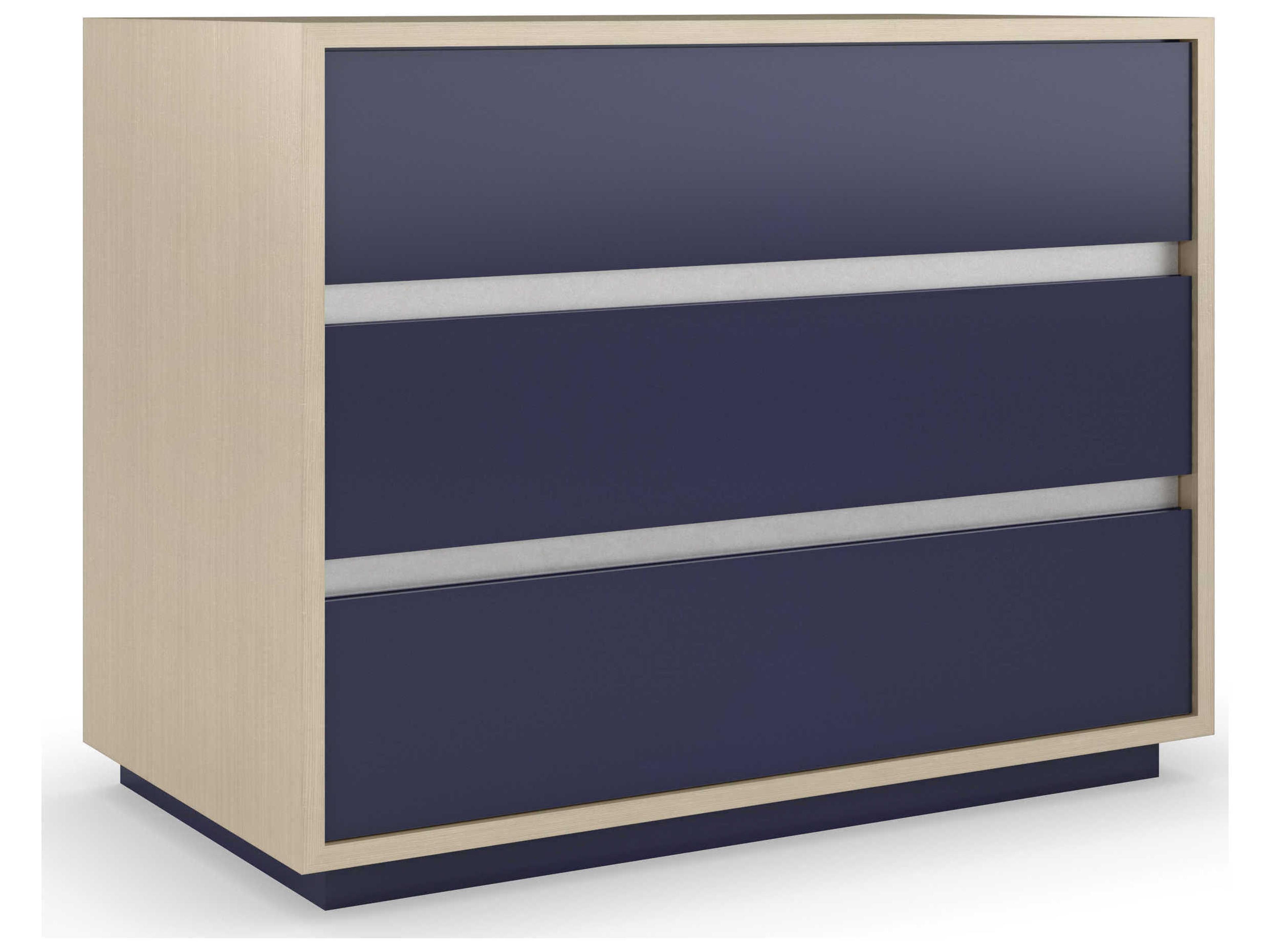 Caracole La Moda Da Vita Large 3-Drawers Blue Birch Wood Nightstand