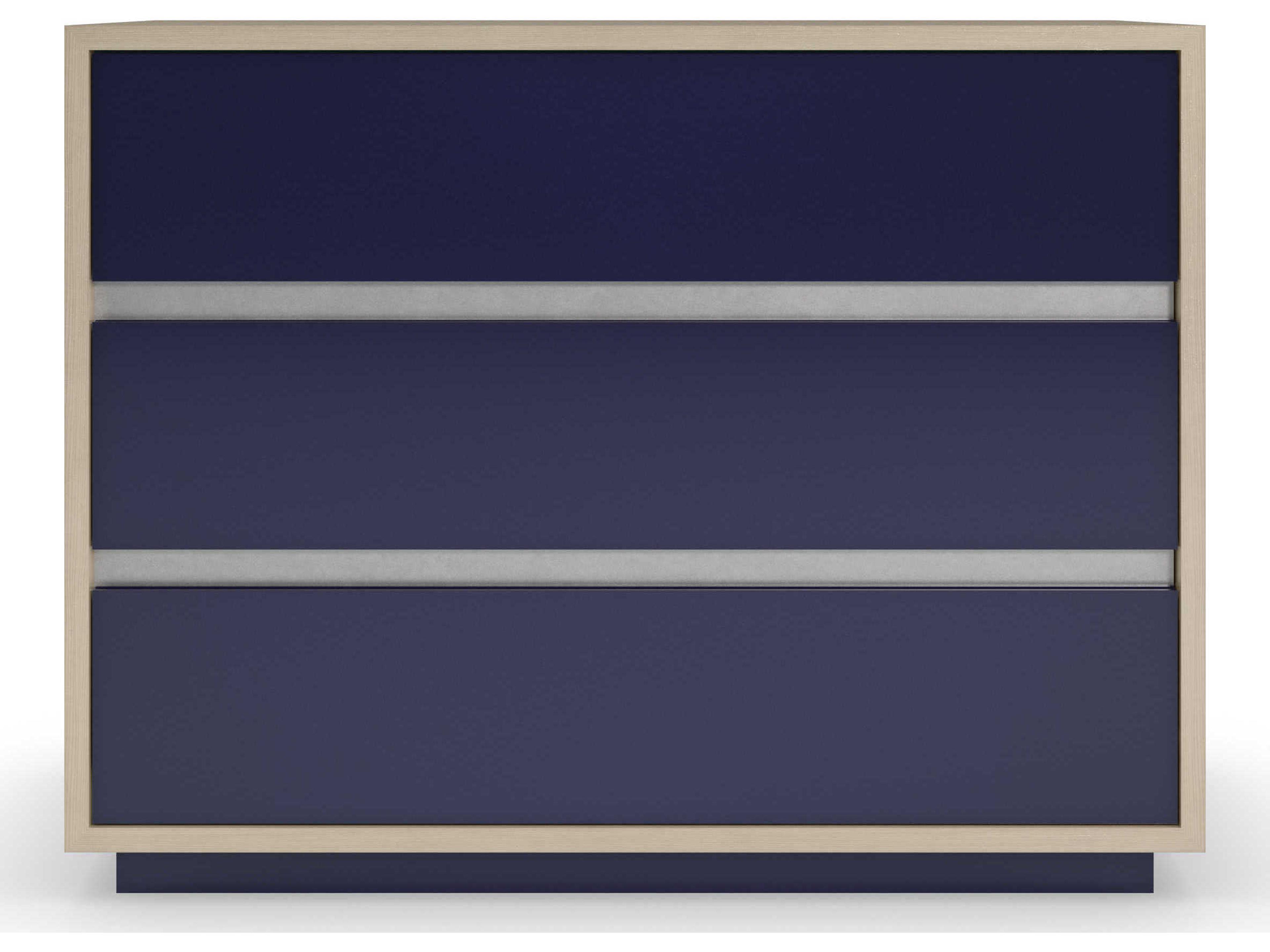 Caracole La Moda Da Vita Large 3-Drawers Blue Birch Wood Nightstand