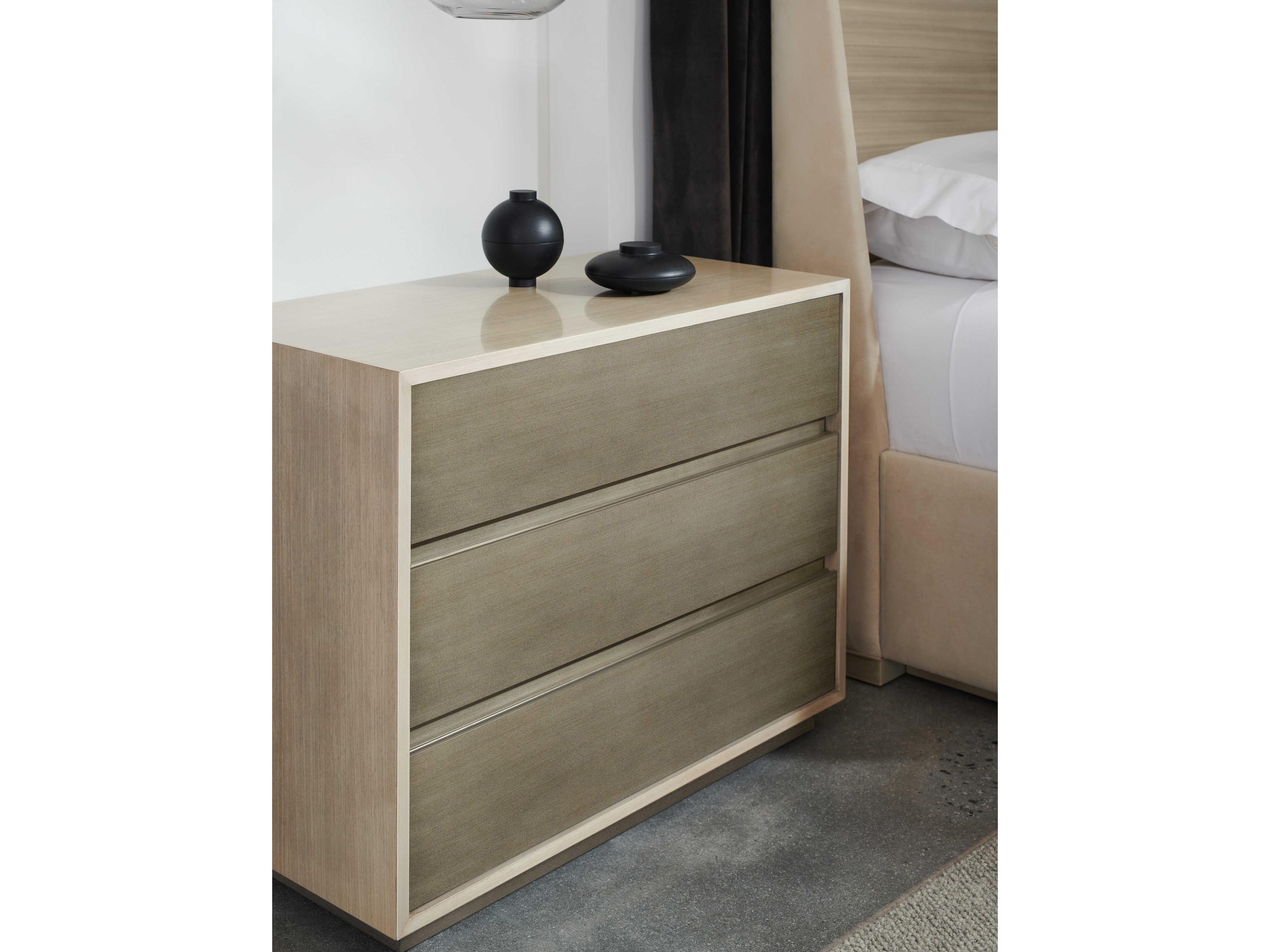 Caracole La Moda Da Vita Large 3-Drawers Brown Birch Wood Nightstand