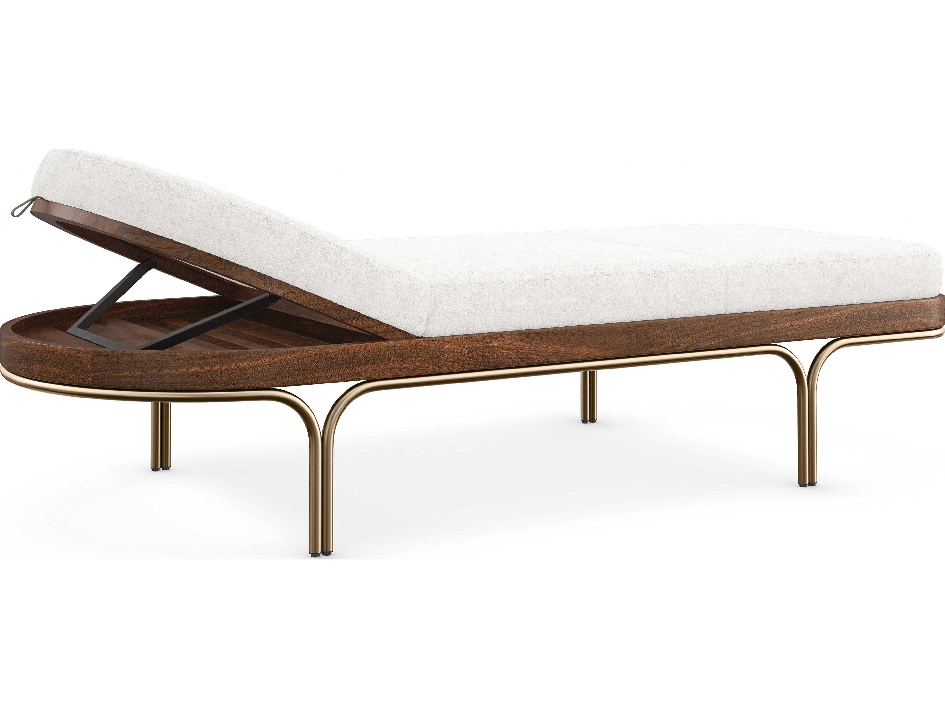 Caracole Modern Principles Rhythm Natural Walnut Lucent Bronze Metallic Paint Brown Upholstered Chaise