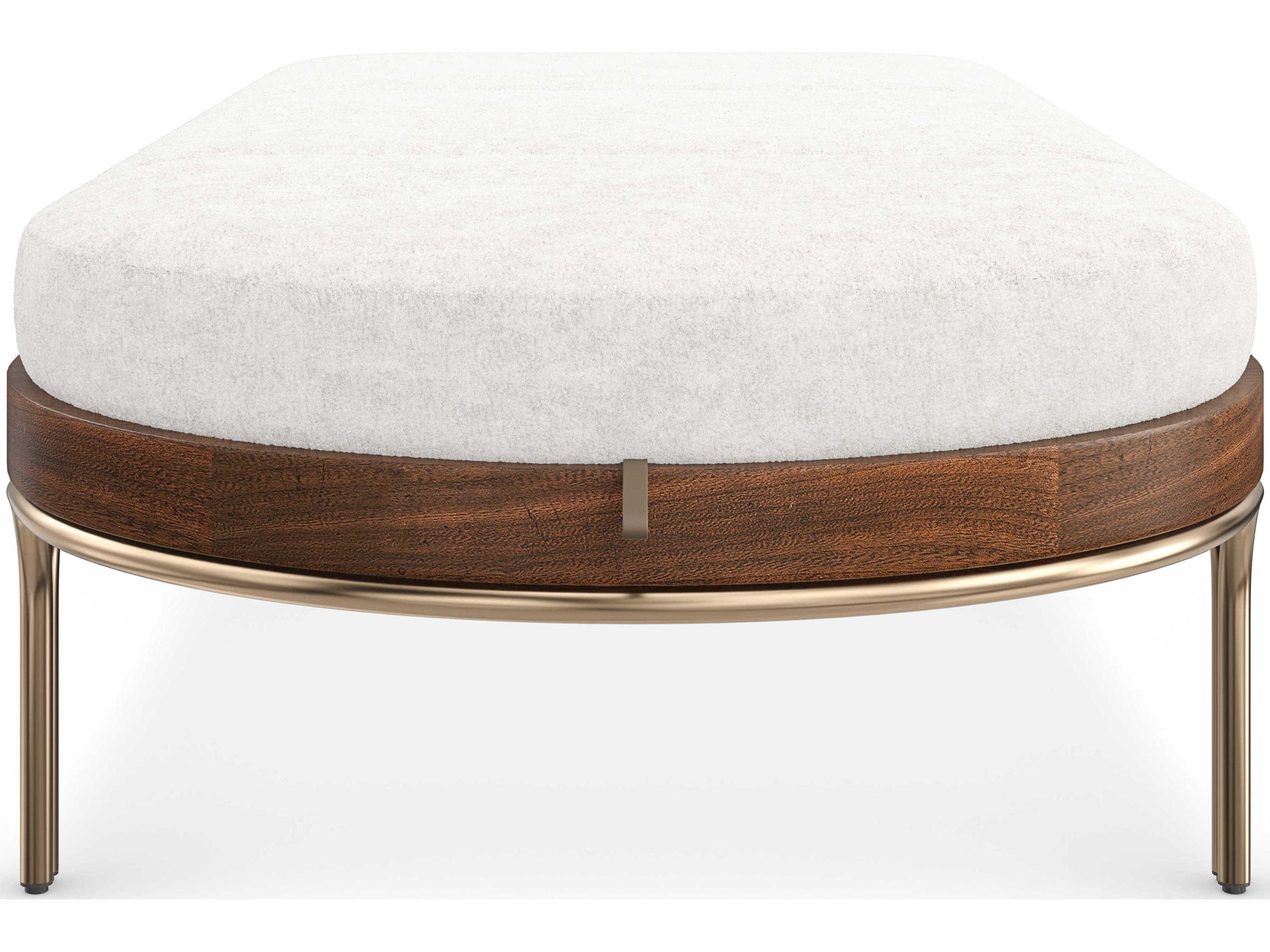 Caracole Modern Principles Rhythm Natural Walnut Lucent Bronze Metallic Paint Brown Upholstered Chaise