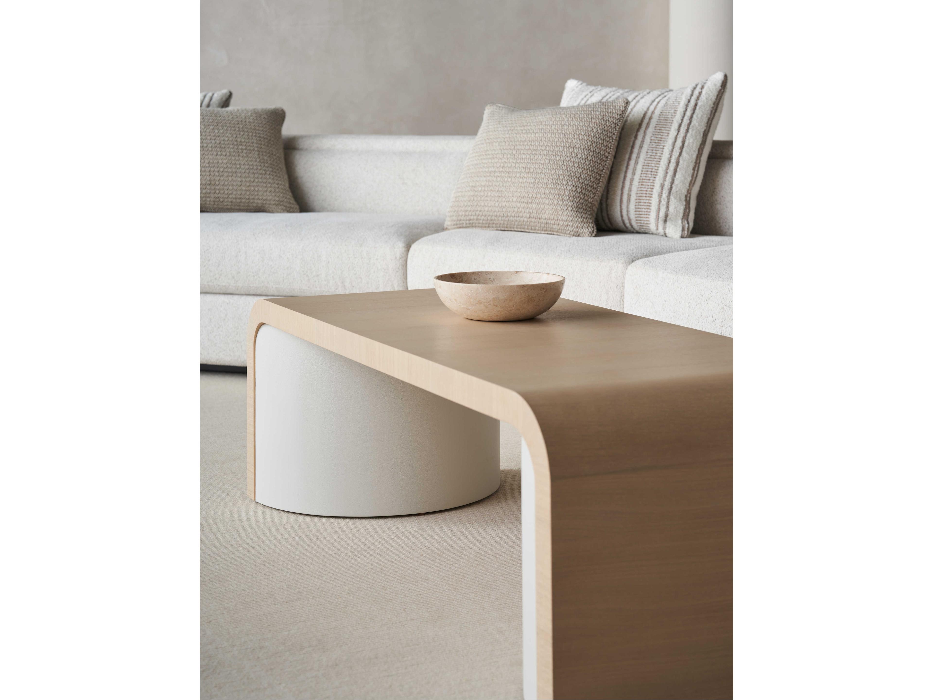 Caracole Modern Principles Movement 54" Rectangular Wood Sun Drenched Oak Textured Adobe Coffee Table