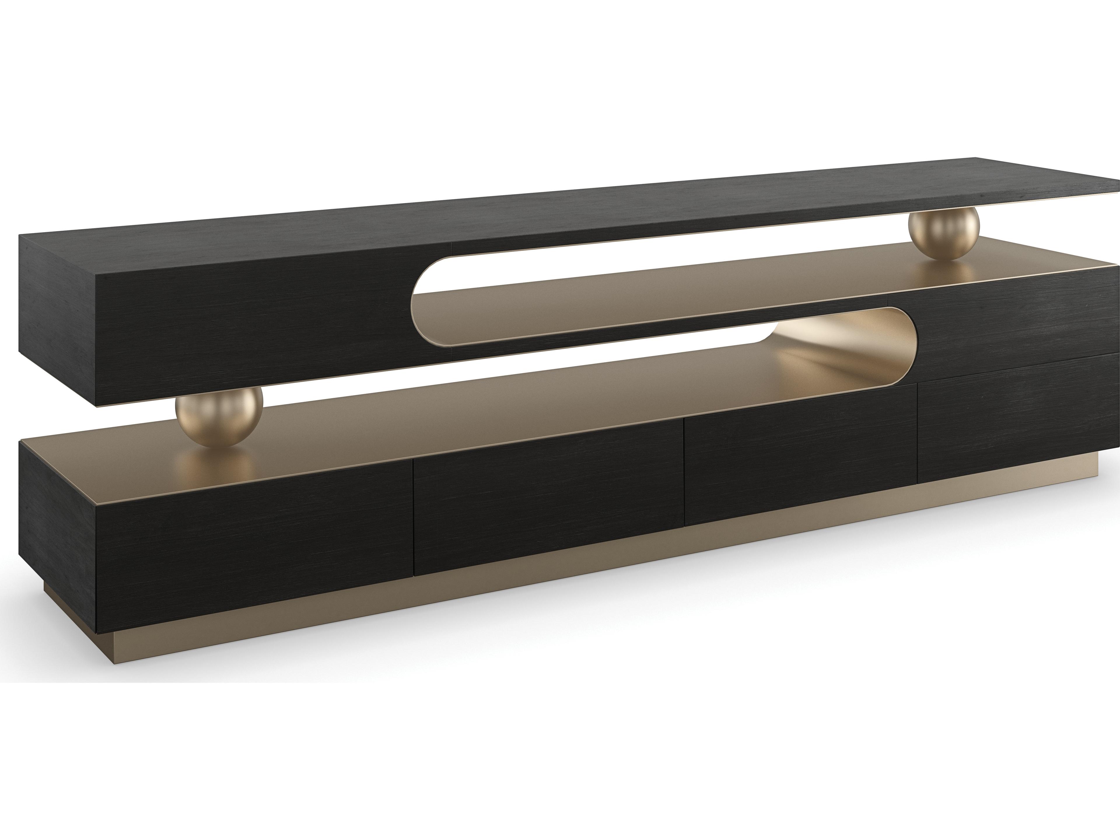 Harmony Media Console Modern Principles Modern Walnut Lucent Bronze