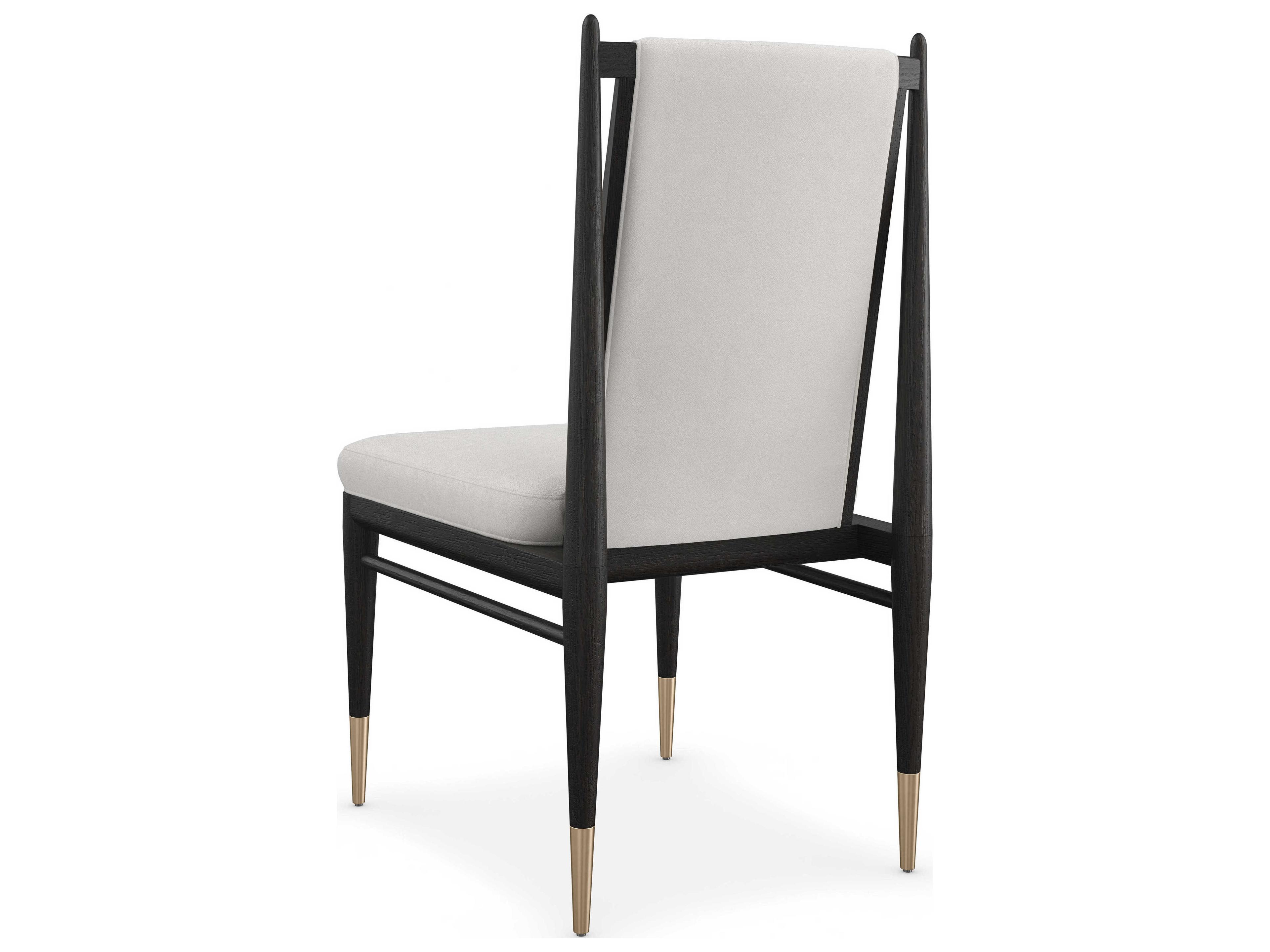 Caracole Modern Principles Unity Dark Oak Wood Black Upholstered Side Dining Chair