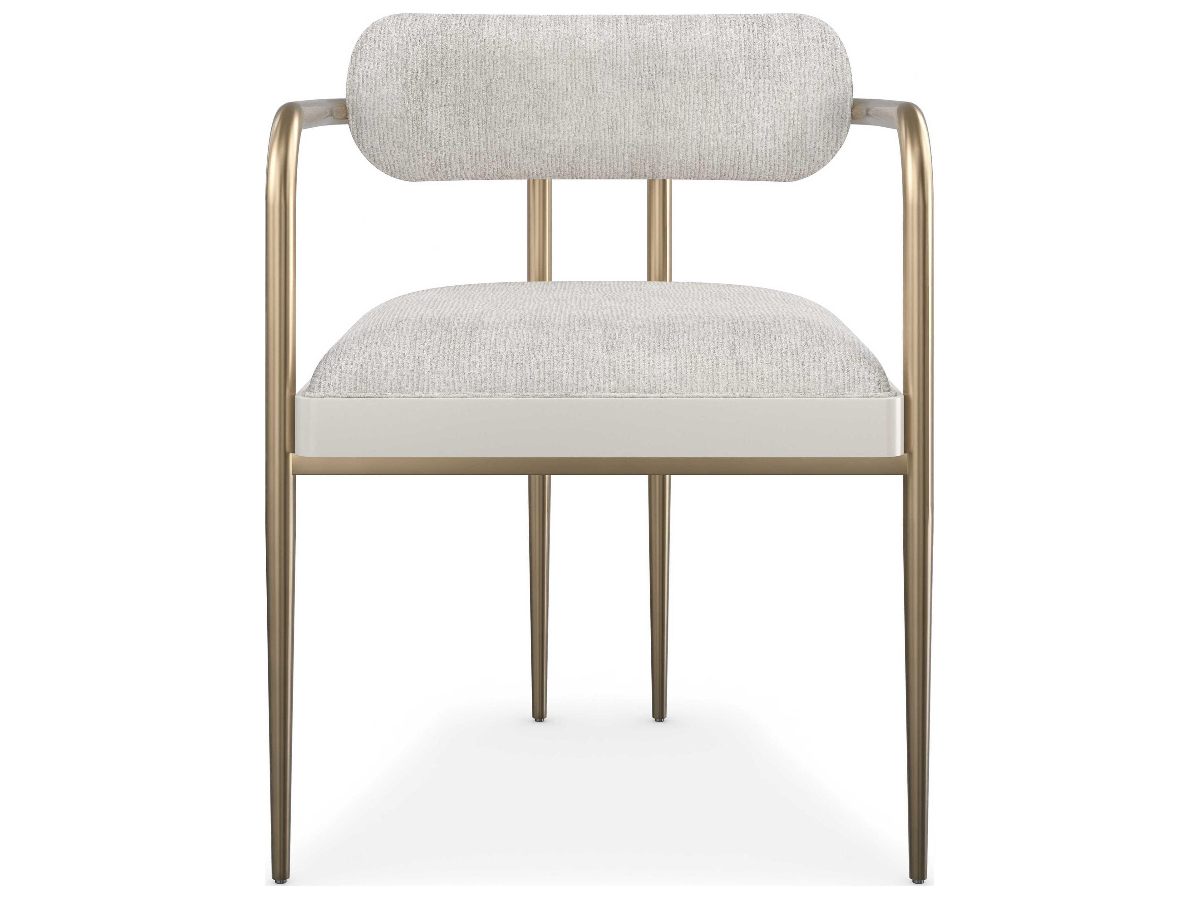 Caracole Modern Principles Emphasis Bronze Upholstered Arm Dining Chair