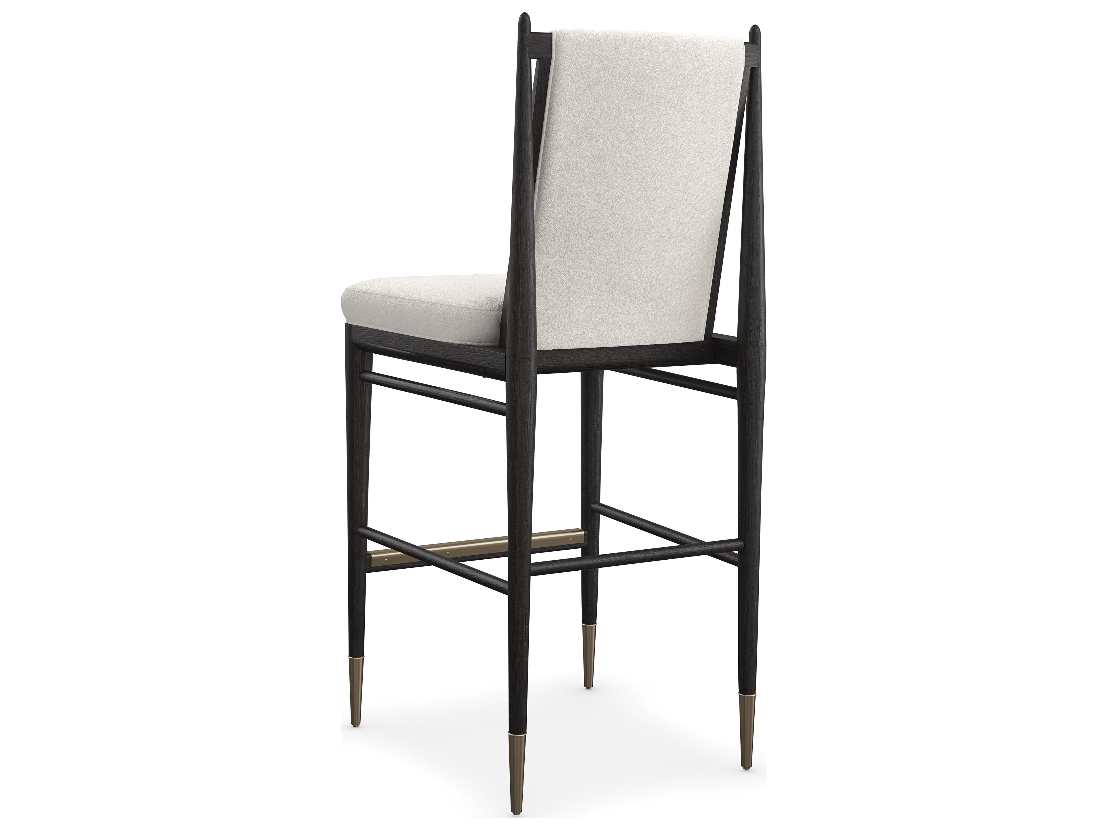 Caracole Modern Principles Unity Upholstered Oak Wood Bar Stool