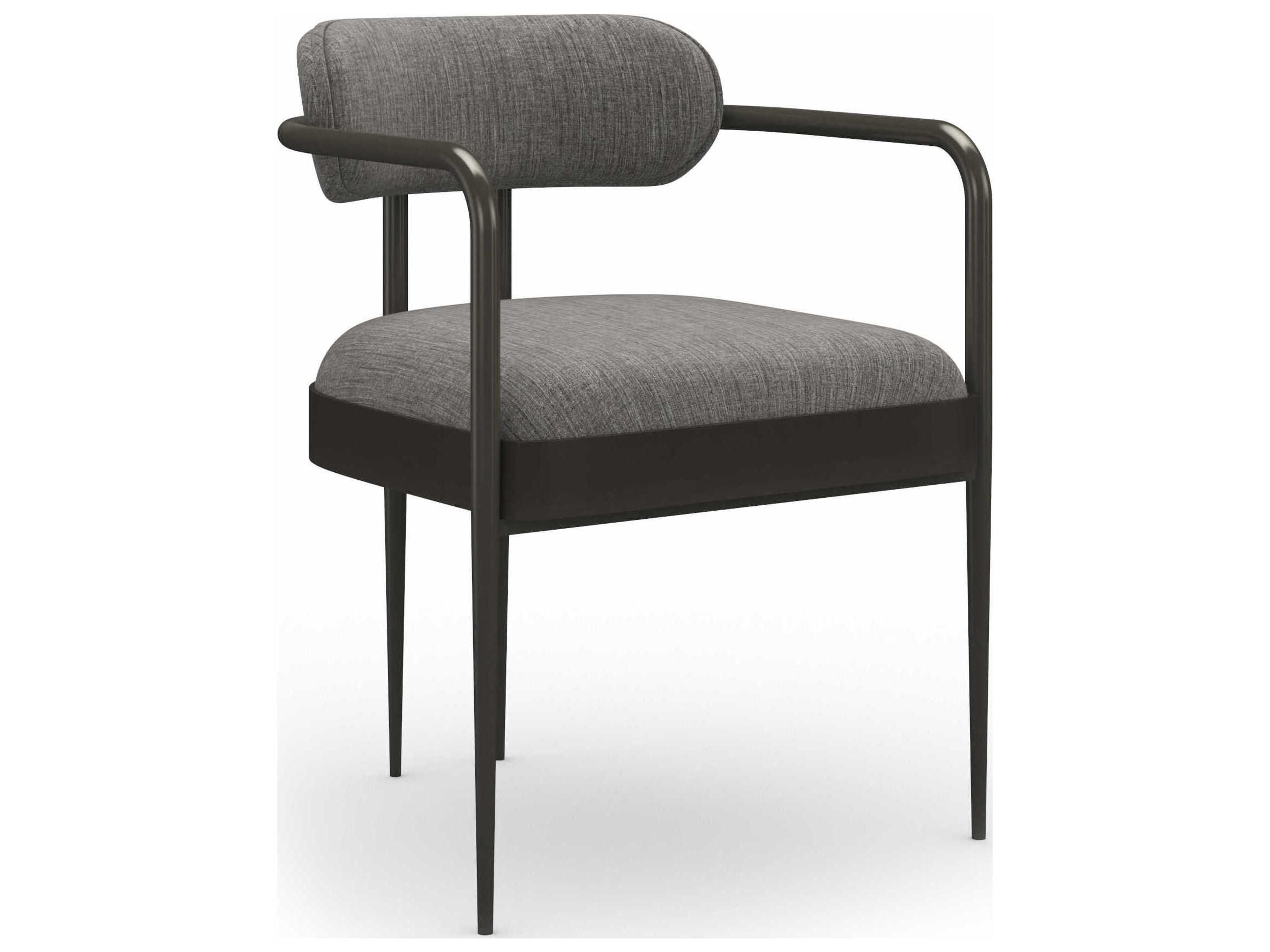 Emphasis Hardwood Bronze Upholstered Arm Dining Chair